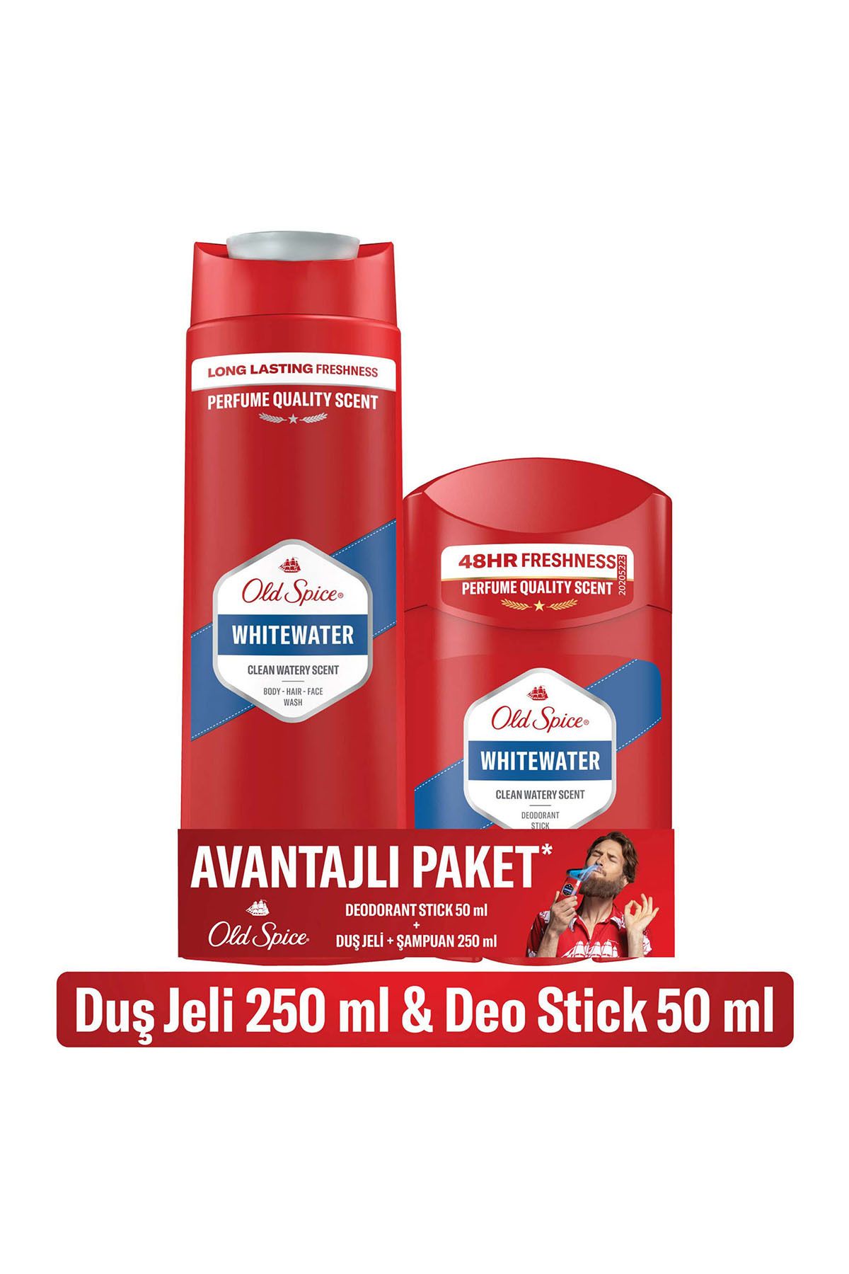 Old Spice Whitewater Deo Stick 50ml + Duş Jeli 250ml Bundle