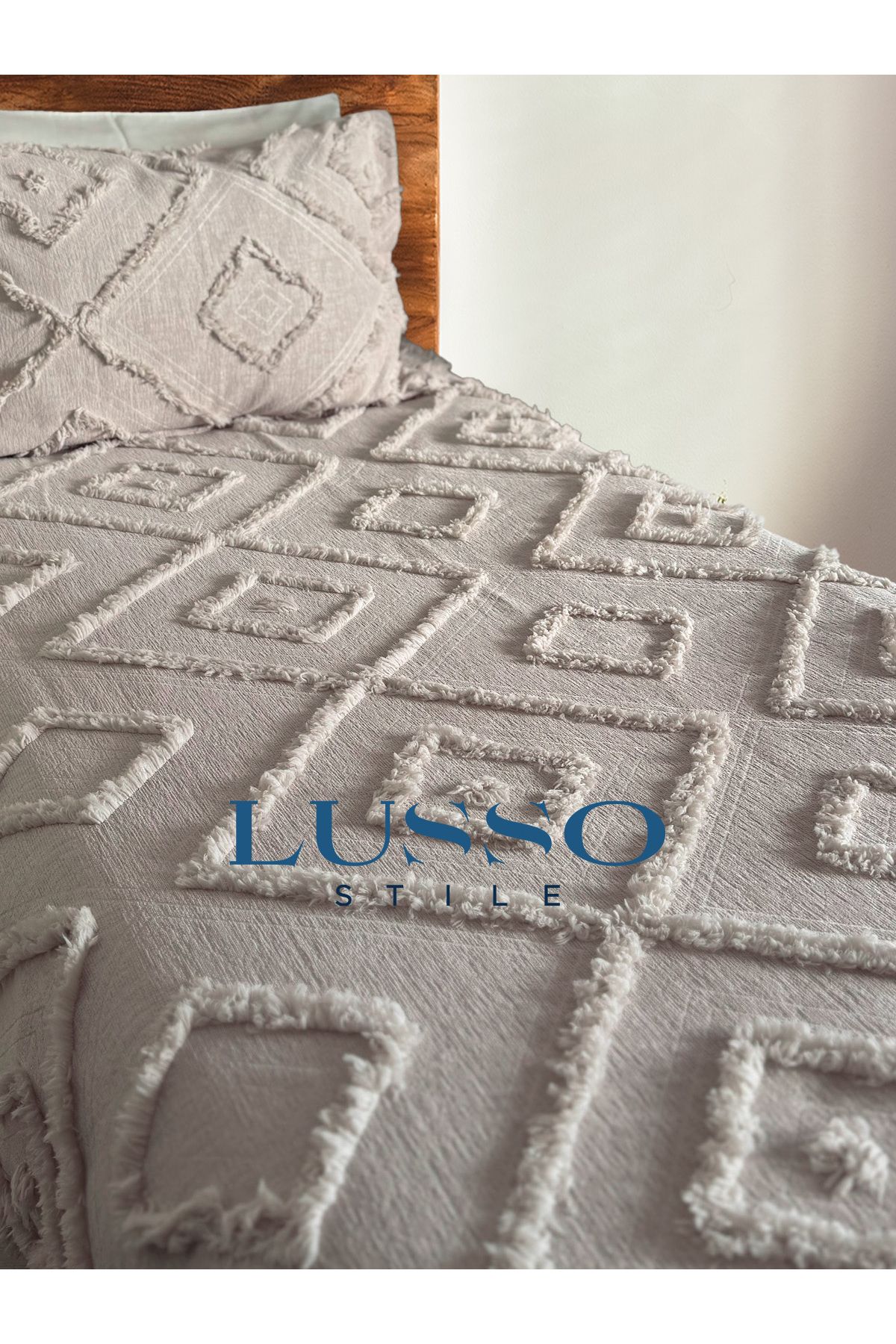 lusso stile Iskandinav Tek Kişilik Cappuccino Yatak Örtüsü 180 x 250 Tek Yastık Single