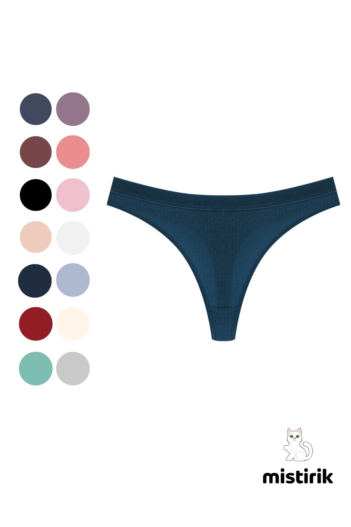 MİSTİRİK Paulo Model Fitilli Esnek Kumaş String Tanga Mavi Renk