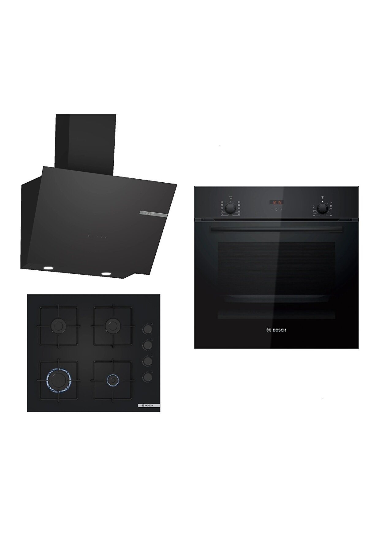 Siyah 3Lü Ankastre Set 316( HBF512BB1T - POP6C6P30O - DWK66PJ60T )