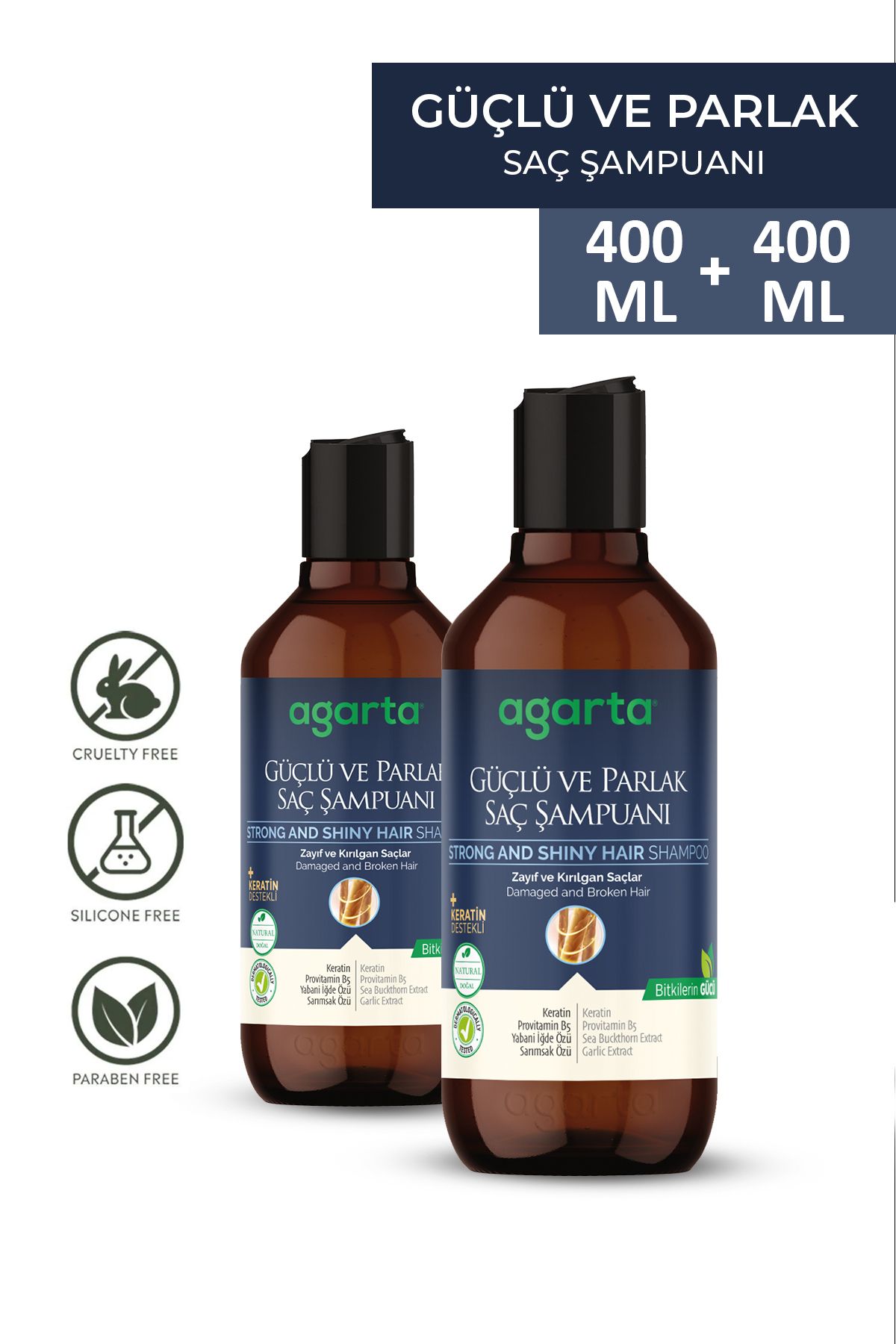 Agarta 2 Adet Saç Bakım Şampuanı Güçlü Ve Parlak 400 ml