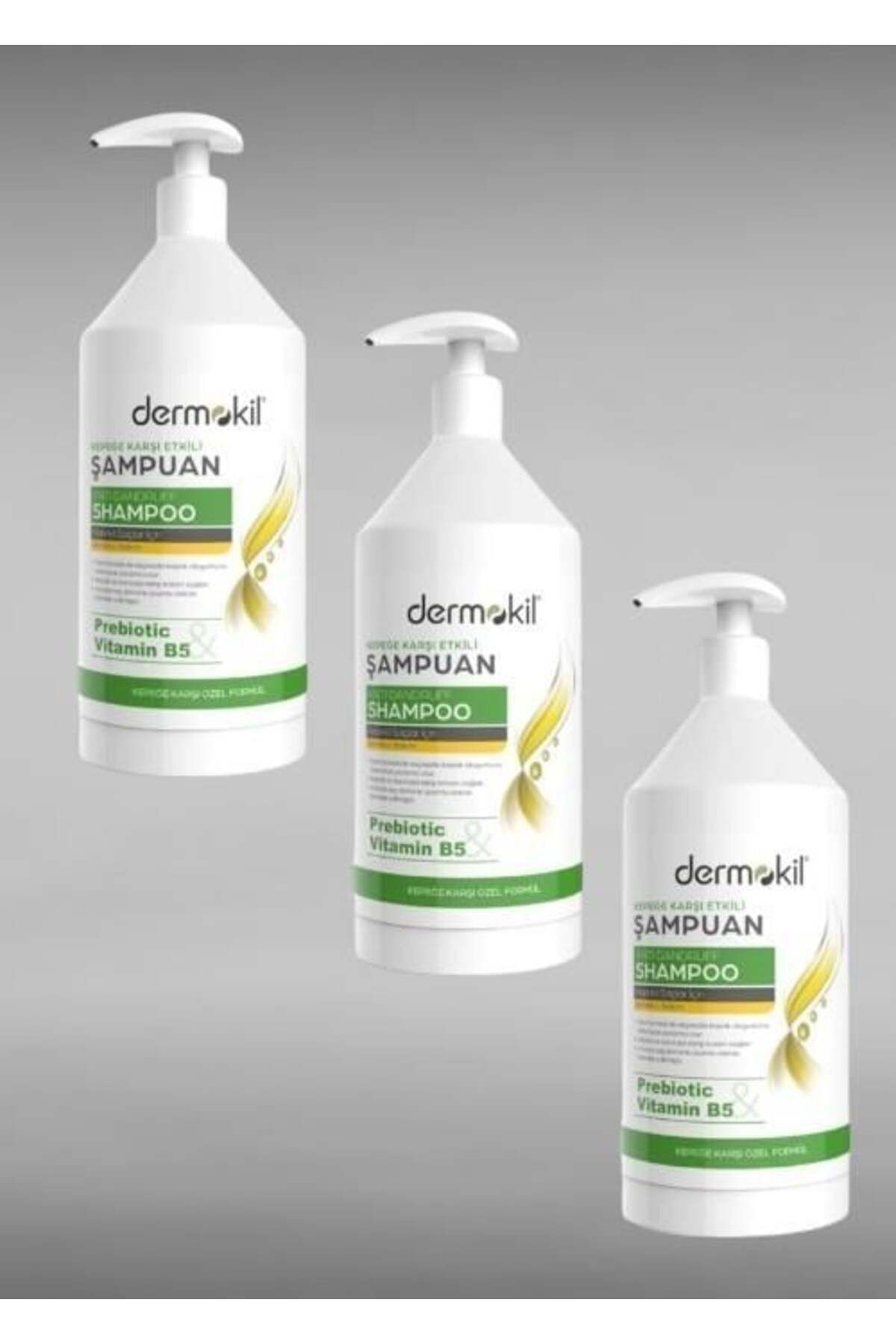 Dermokil Kepeğe Karşı Prebiotic&Vitamin B5 Şampuan 1000 ml x3 Adet