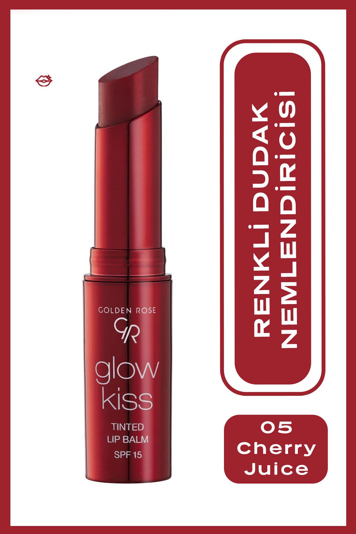 Golden Rose Glow Kiss Tinted Lip Balm No: 05 Cherry Juice - Renkli Dudak Nemlendirici - 8691190440824