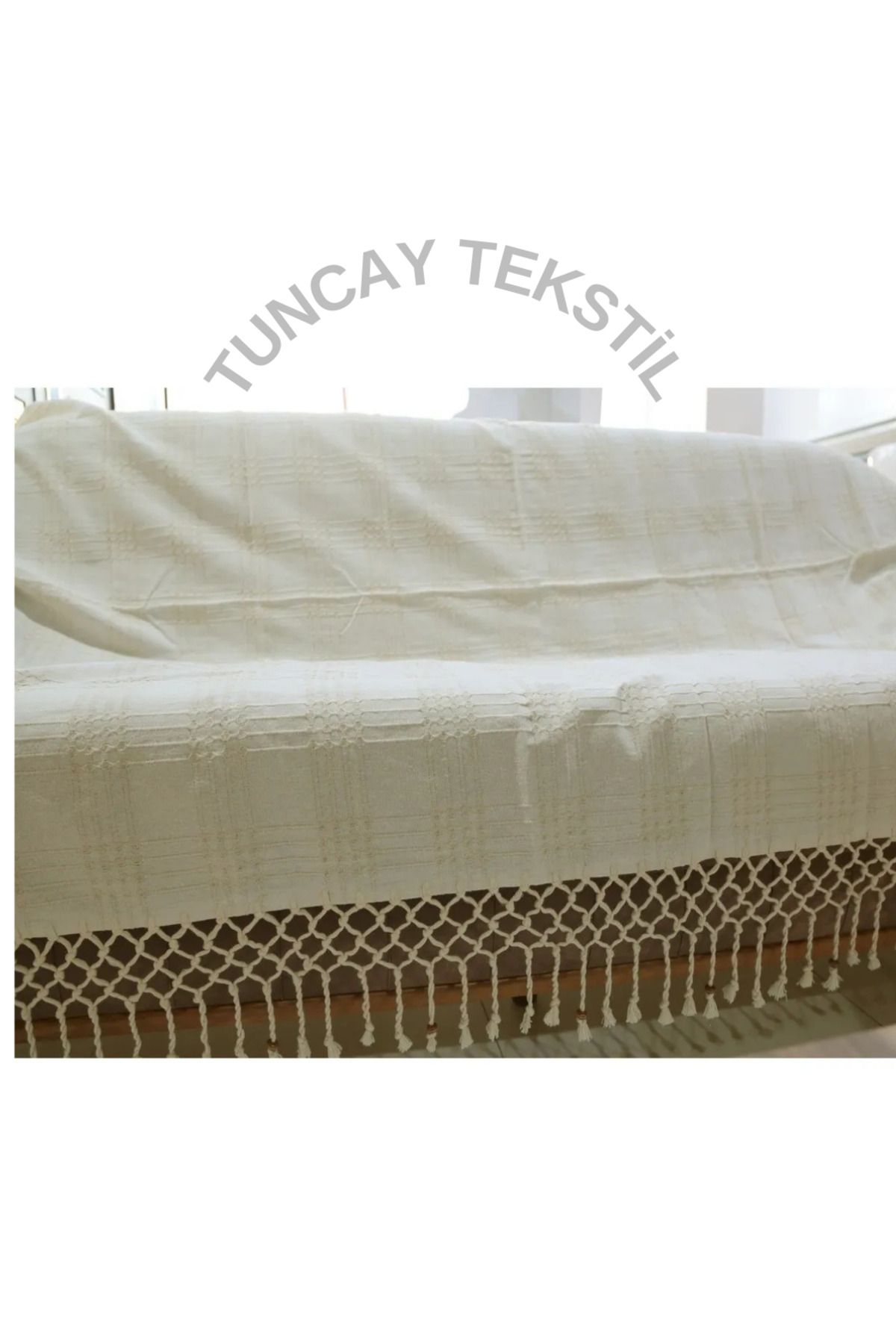 TUNCAY TEKSTİL el yapımı 5 li örme saçaklı 4 tarak kalın kumaş koltuk örtüsü