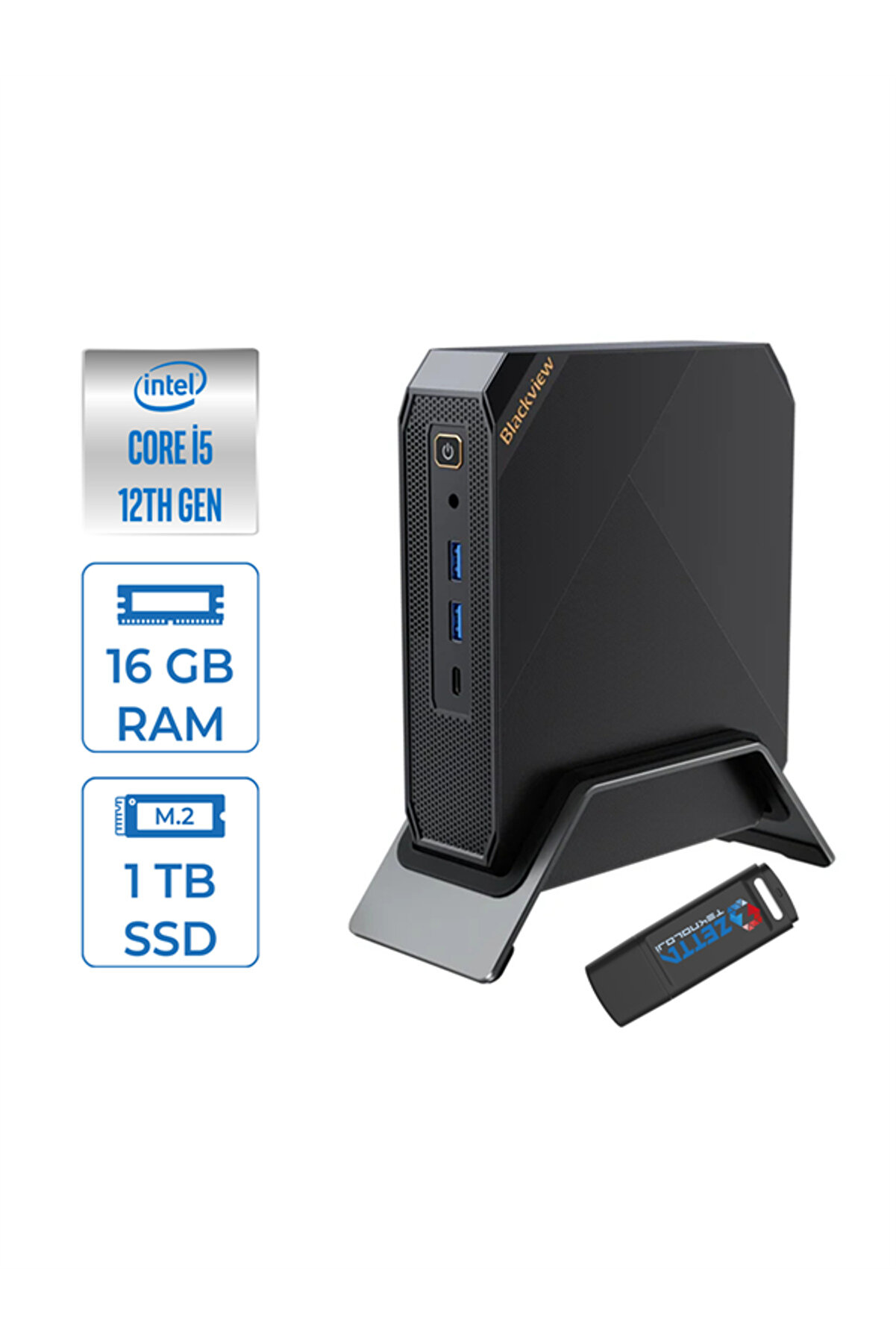 Intel Core I5 12450H 16GB 1tb SSD Windows 11 Pro Mini Bilgisayar MP200I5P01 Uyumlu