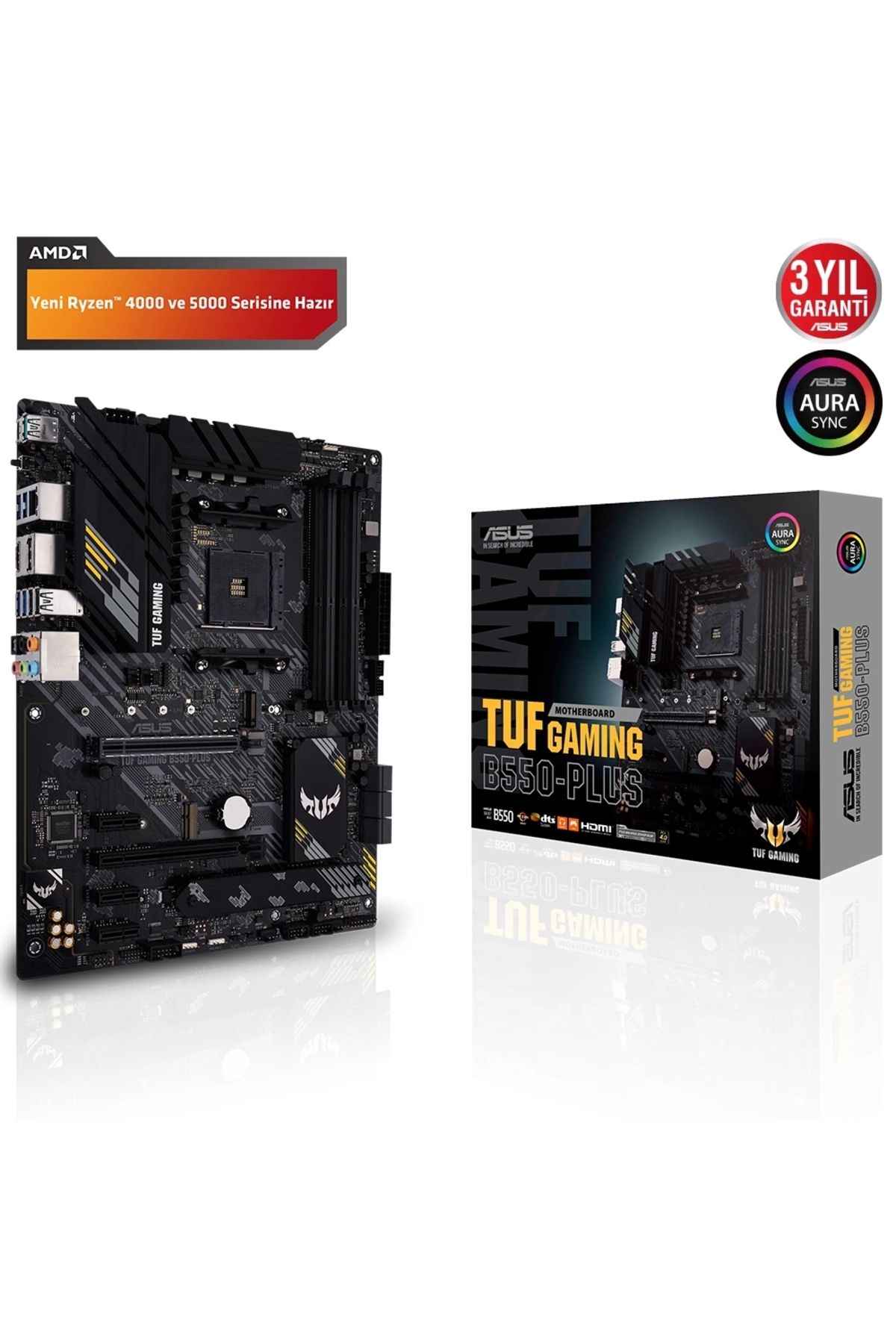 ASUS thestorex Tuf Gaming B550-Plus Wi-Fi II AMD B550 AM4 DDR4 4866 DP HDMI Çift M2 USB 3.2 AX Wi-Fi + B
