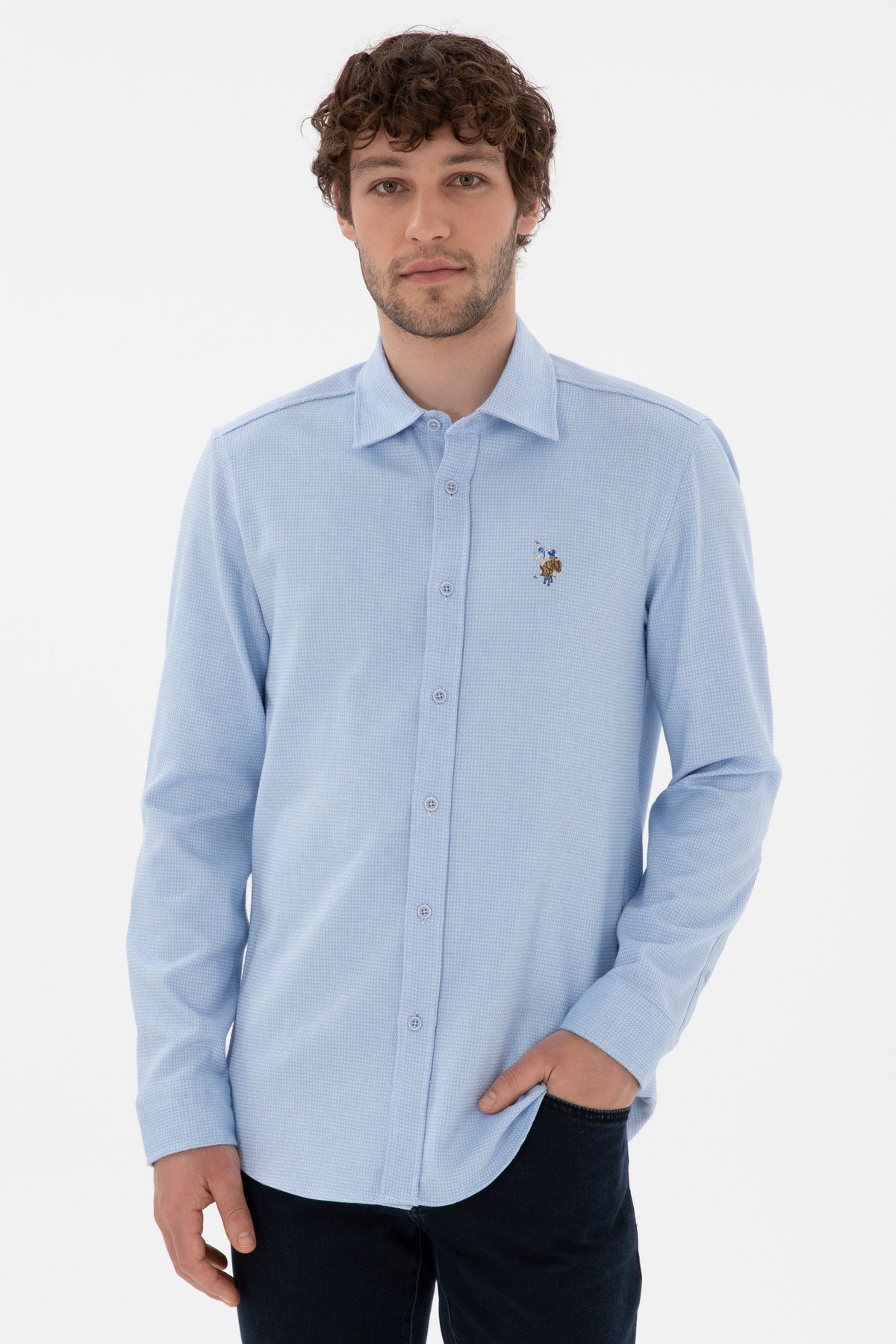 U.S. Polo Assn. Erkek Açık Mavi Uzun Kollu Gömlek 50291394-VR003