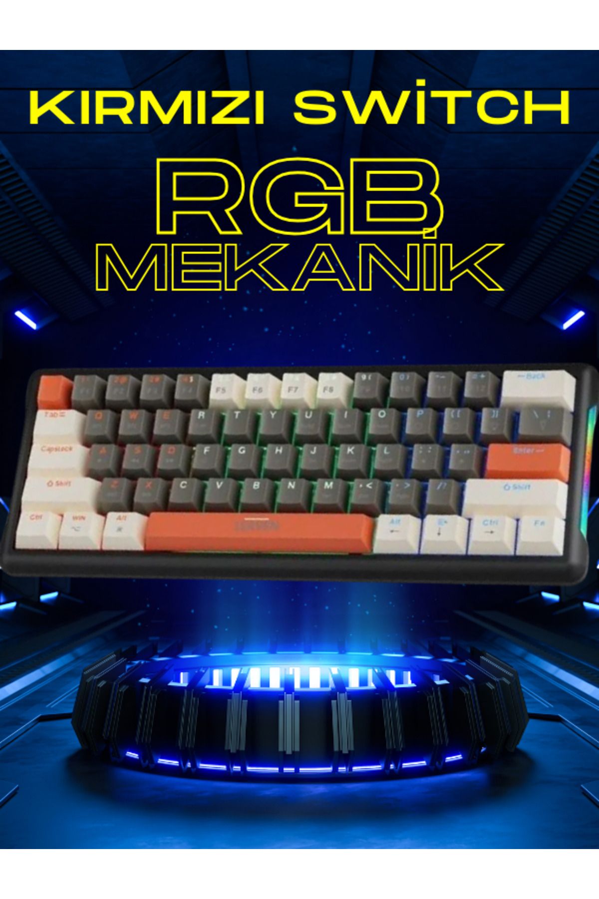 Smith Leaven Rgb K610 Kırmızı Switch Mekanik Klavye %60 Boy Ayrılabilir Type-c Kablolu Red Switch