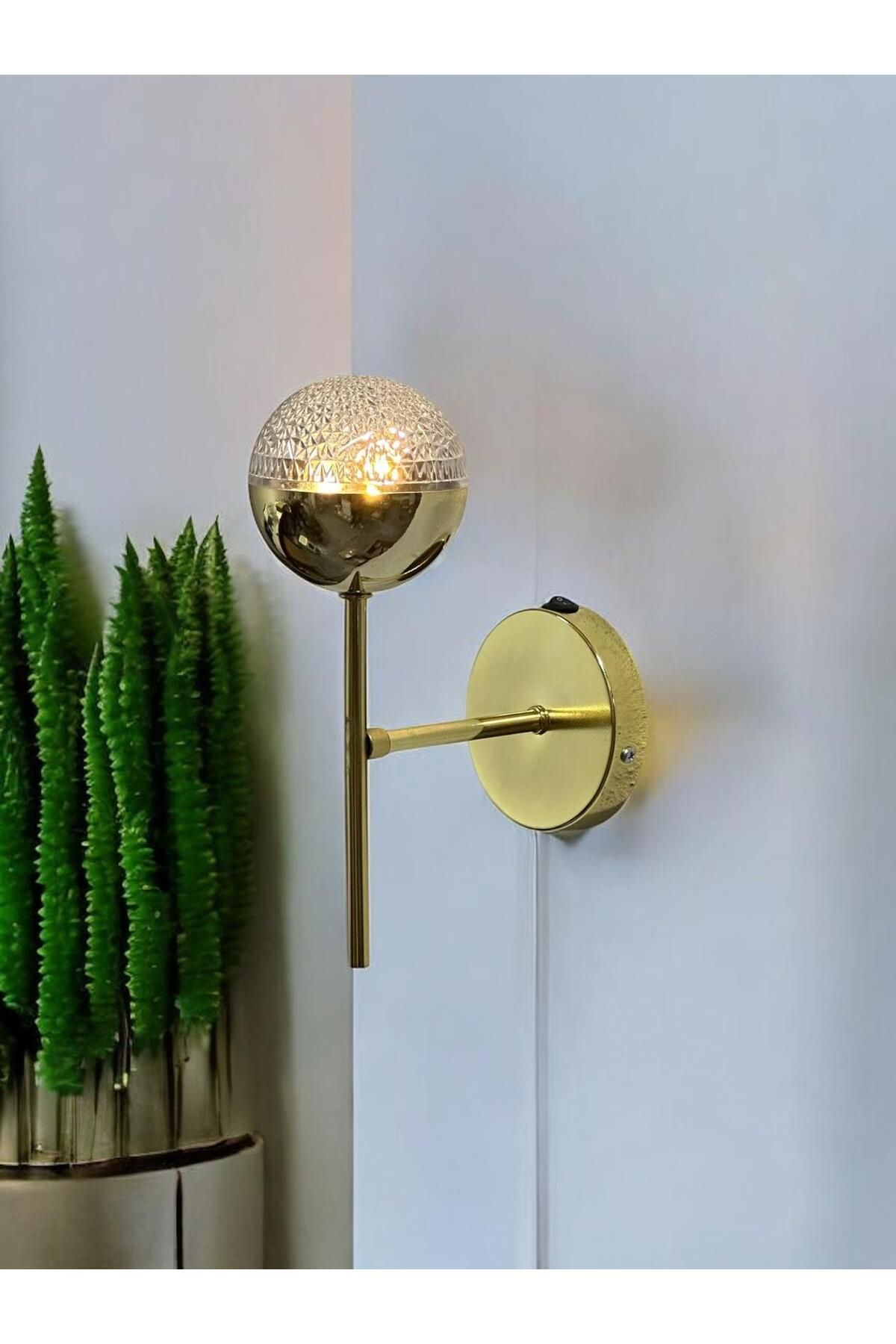 retro home design Şeker Model Gold Pilli 1 Adet Tak Çalıştır Yatak Odası Salon Duvar Aplik