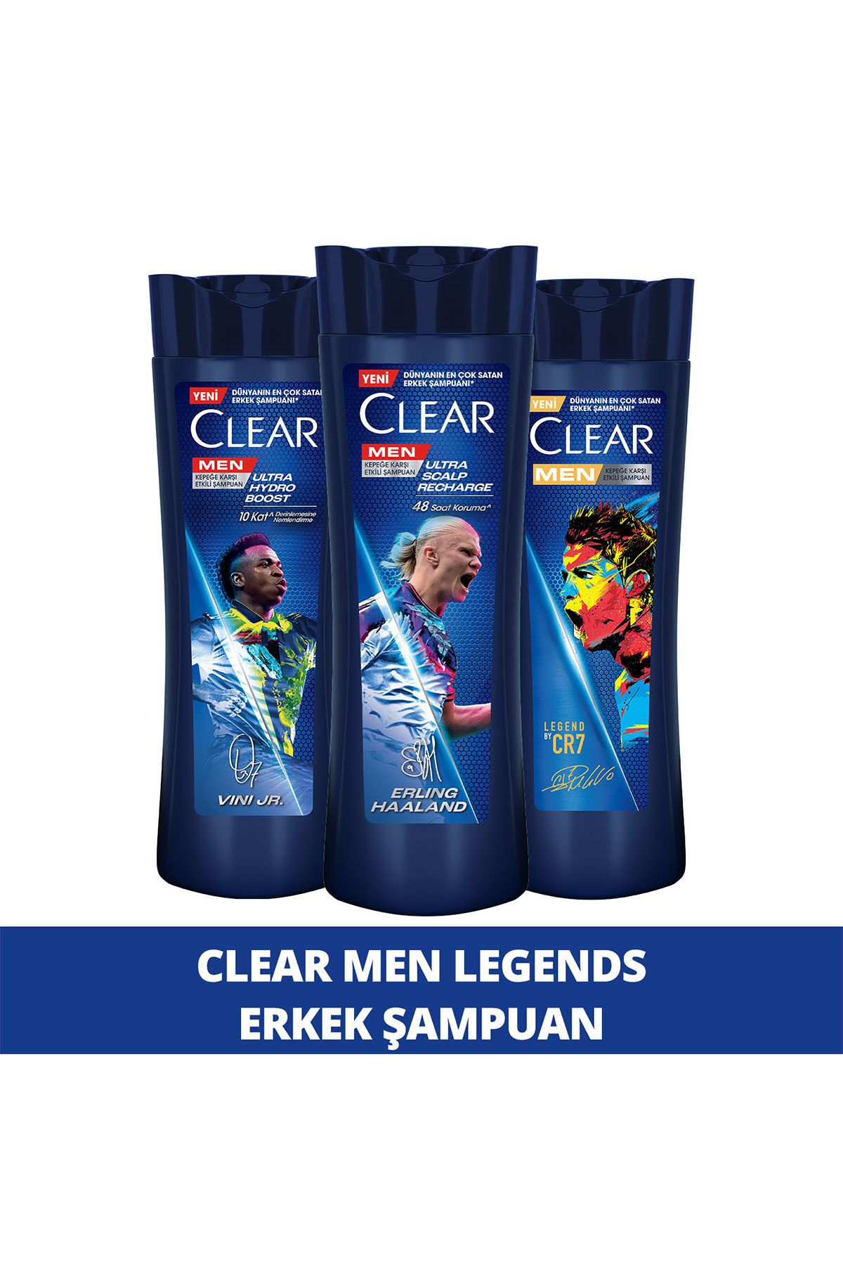 Clear Men Kepeğe Karşı Etkili Şampuan Legends Erling Haaland Vinícius Júnior Cristiano Ronaldo