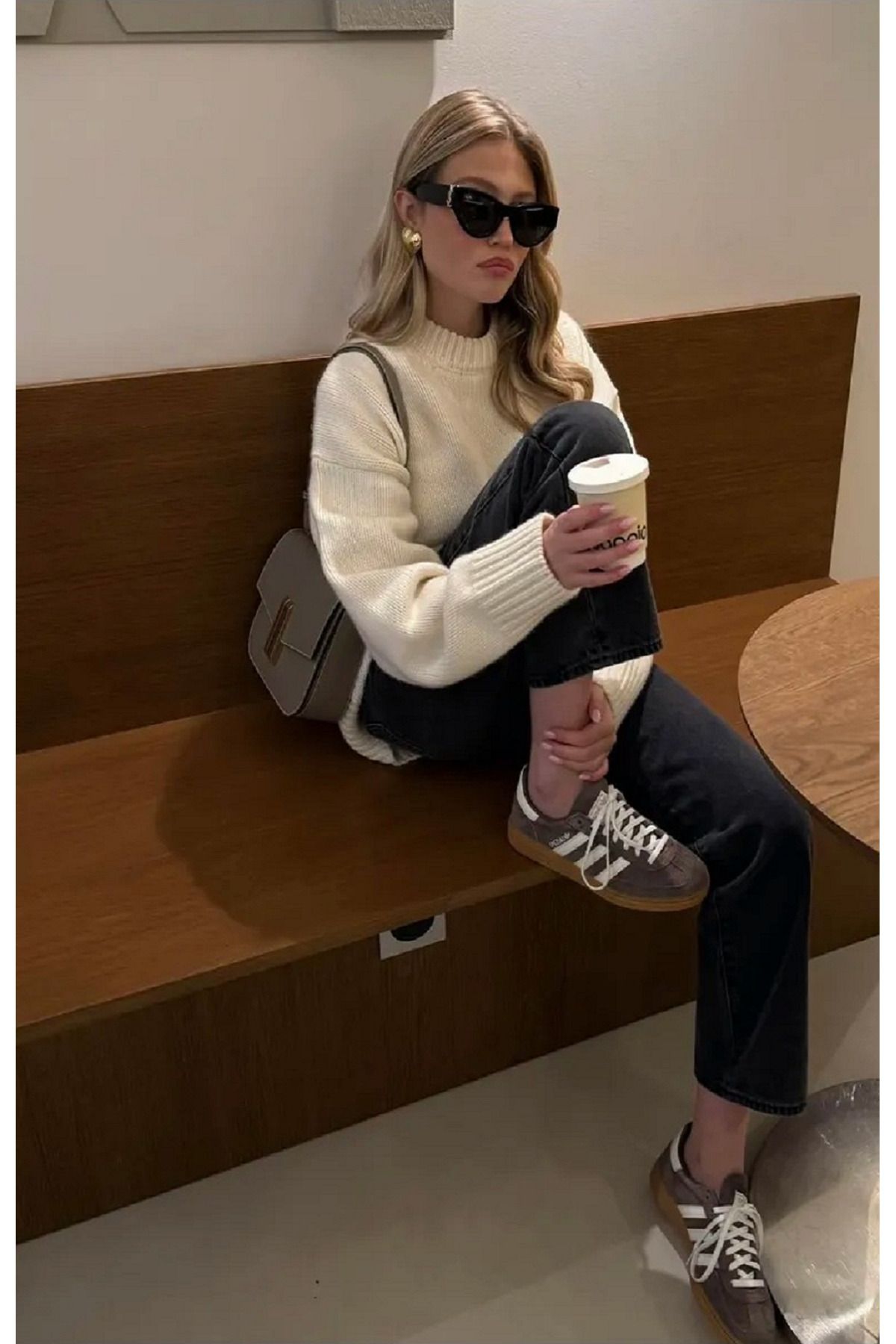 COMBİNE MİCHAİL Ekru Bisiklet Yaka Oversize Triko Kazak