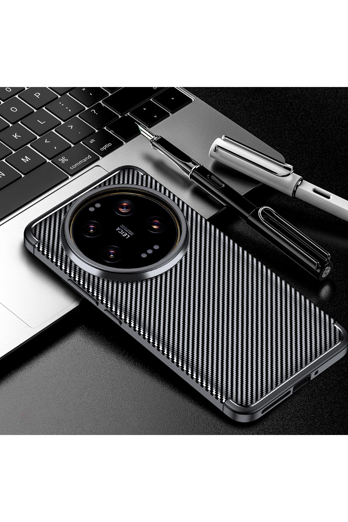 Fibaks Xiaomi Mi 15 Ultra Kılıf Kamera Çıkıntılı Karbon Fiber Desenli Renk Atmaz Koruyucu Kapak Kilif