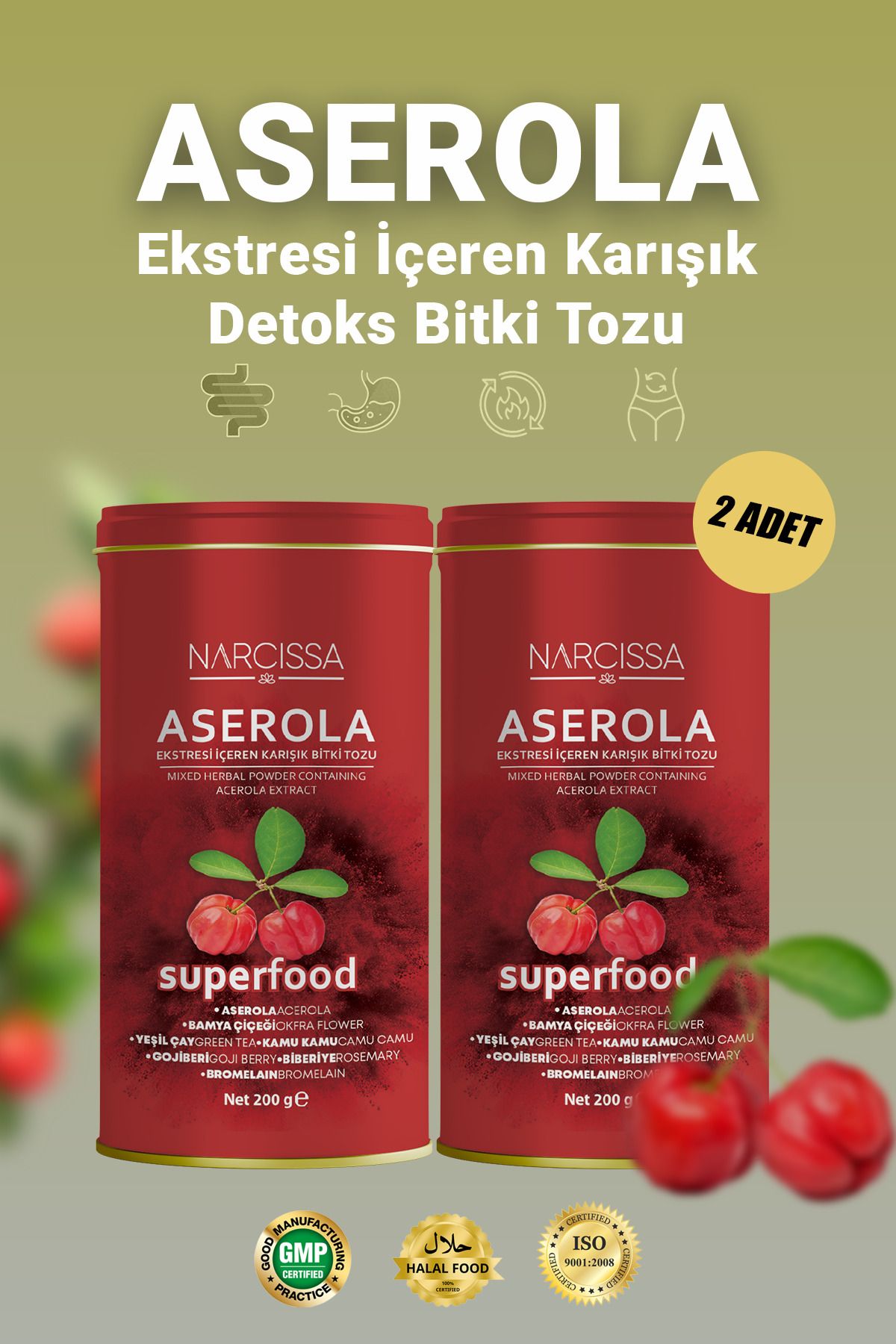 Narcissa 2 Adet - Aserola Ekstresi Içeren Karışık Bitki Tozu