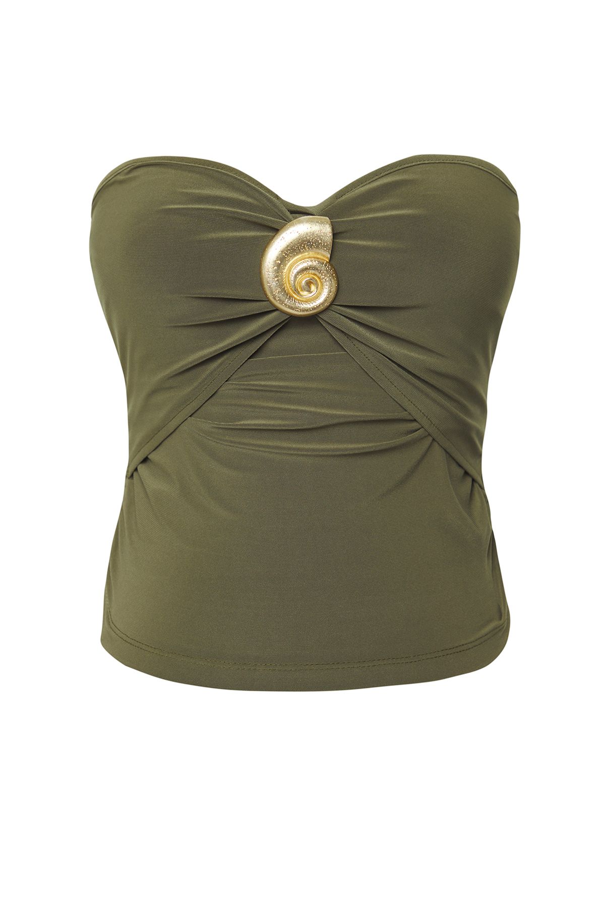Trendyolmilla Limited Edition Haki Aksesuar Detaylı Straplez Örme Şık Bluz TPRSS25BZ00032