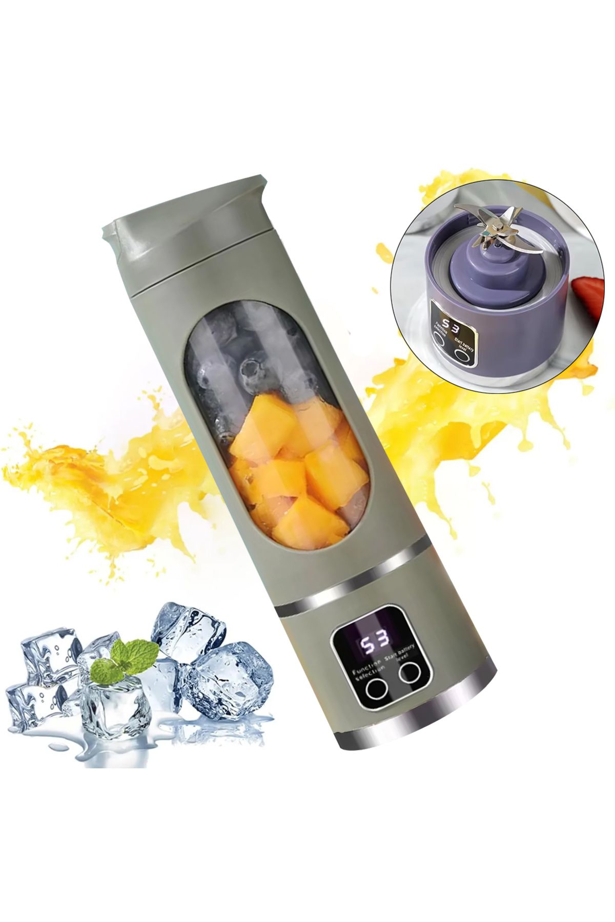 Go İthalat 450ml Shaken Take Kişisel Smoothie Taşinabilir Blender Meyve Sikacaği Şarjli Yeşil (5108)
