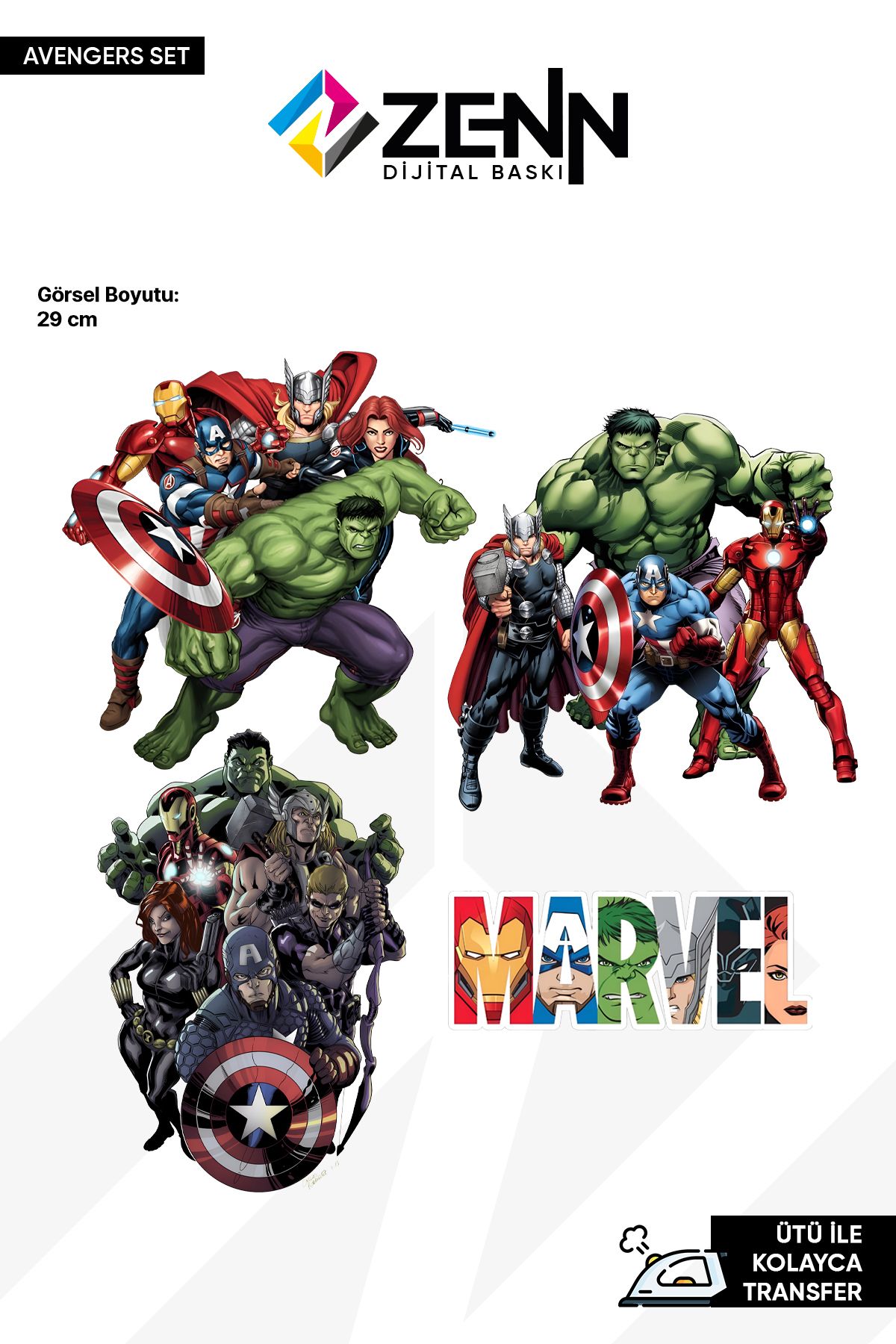 zenn dijital Avengers Hulk Ütü İle Yapışan Dtf Baskı