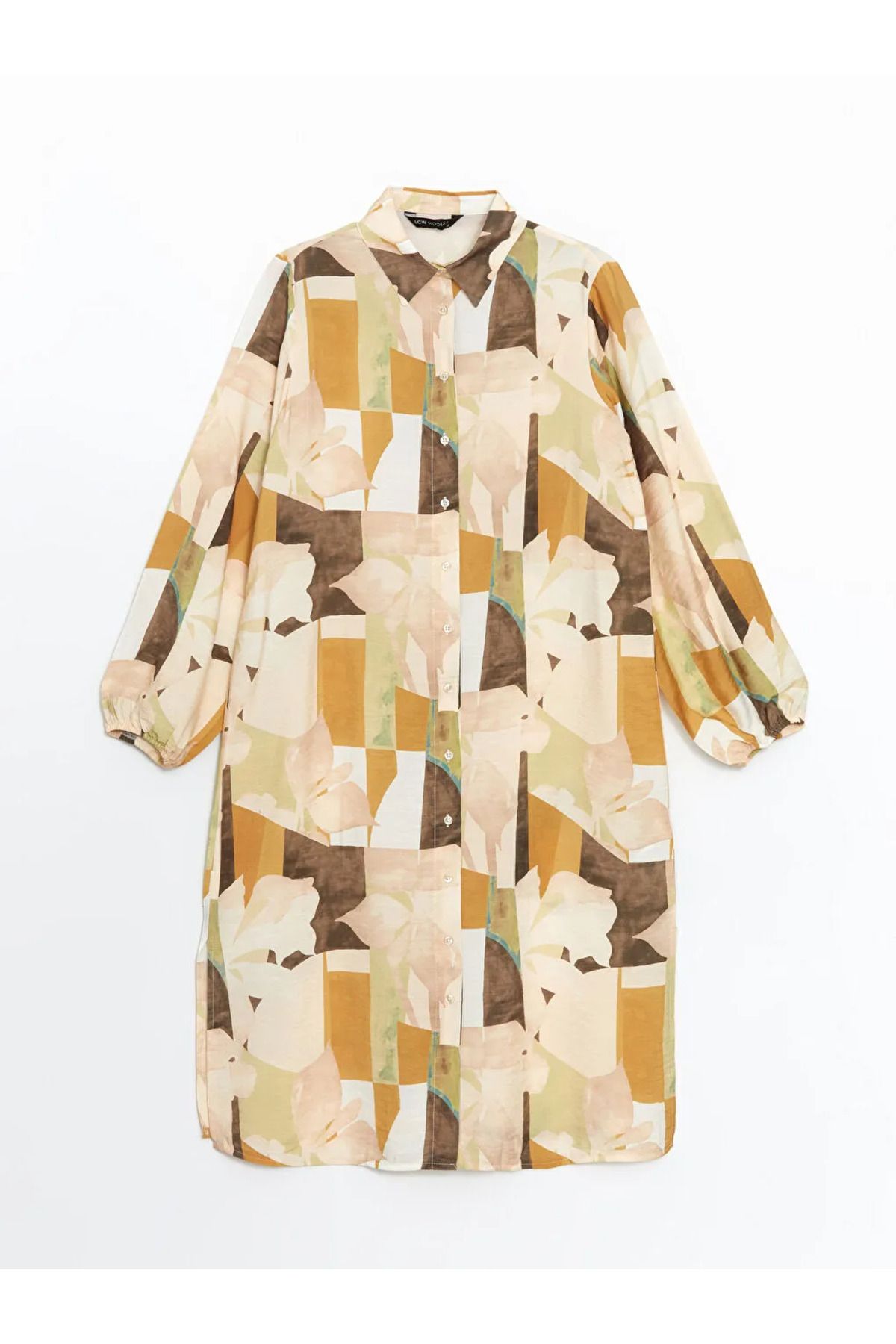 LC Waikiki LCW Modest Sarı Desenli Kadın Gömlek Tunik