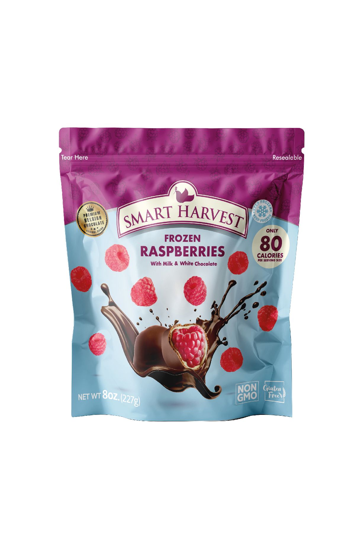 SMART HARVEST Dondurulmuş Sütlü Ve Beyaz Çikolata Kaplanmış Ahududu 227gr