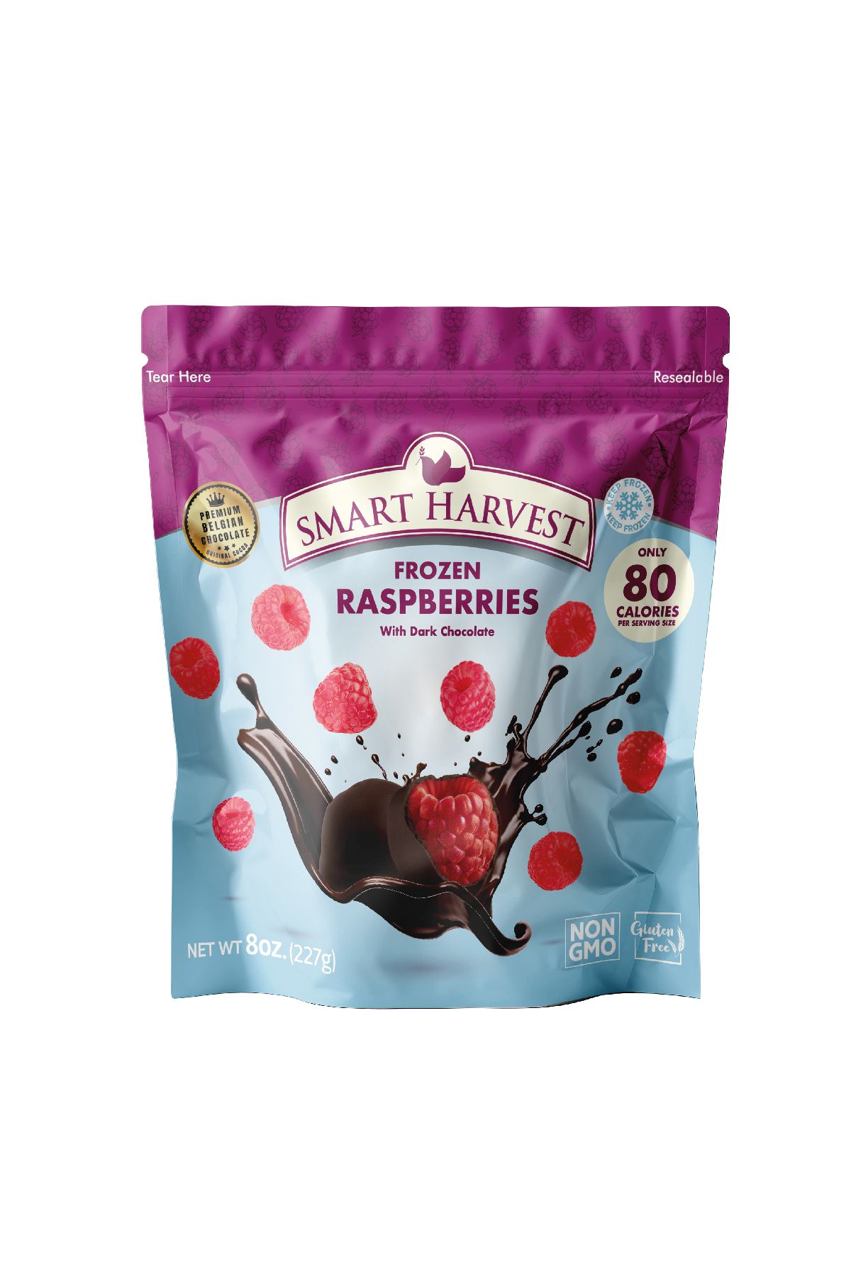 SMART HARVEST Dondurulmuş Bitter Çikolata Kaplanmış Ahududu 227gr