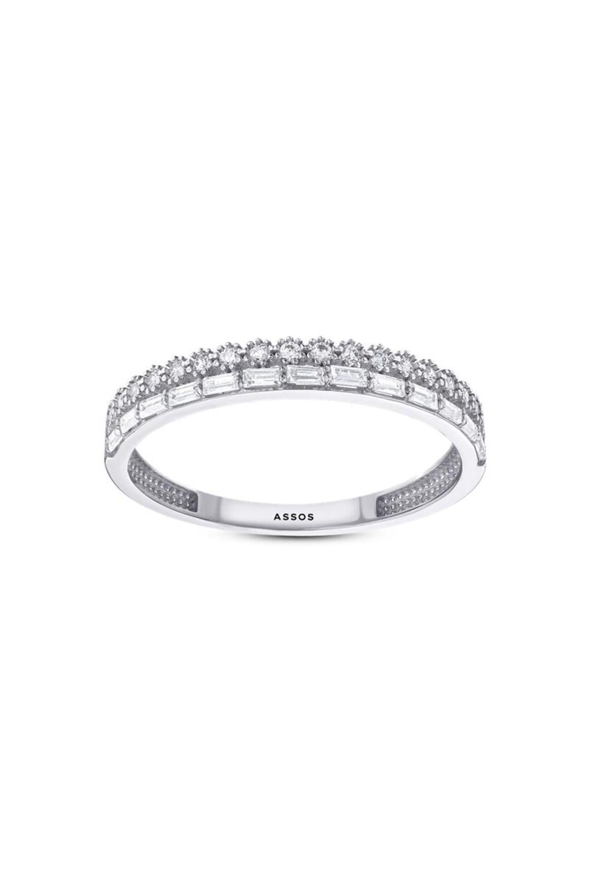Assos Pırlanta Taşlı Yarım Tur Altın Yüzük - 14k - 1.34gr