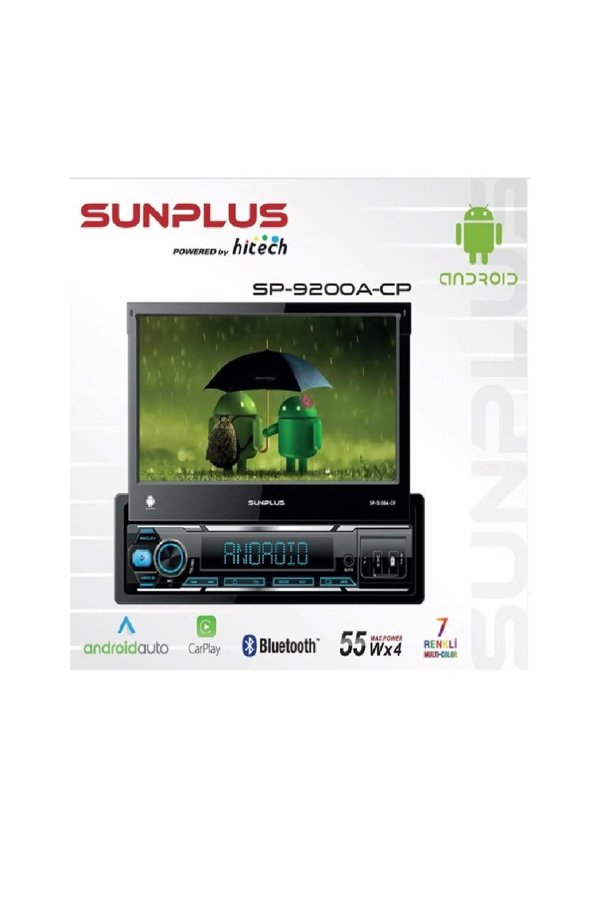 Sunplus Hıtech SP-9200A-CP Androıd Indash Teyp 7 Inç 4X55 Watt Bluetooth Mirrorlink Kumanda