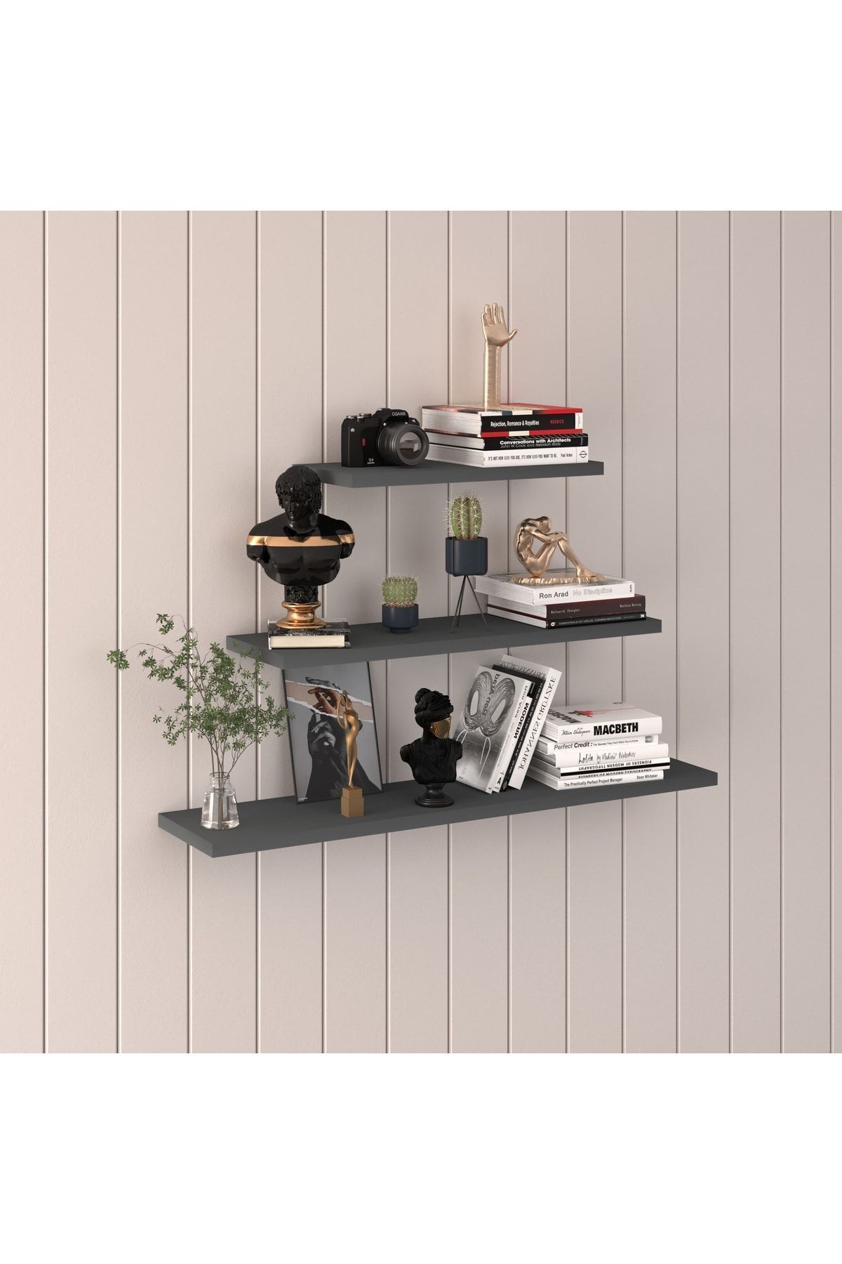 Asra Trend Modern Organizer Düzenleyici Dekoratif Kitaplık Banyo Mutfak 3'lü Duvarrafı