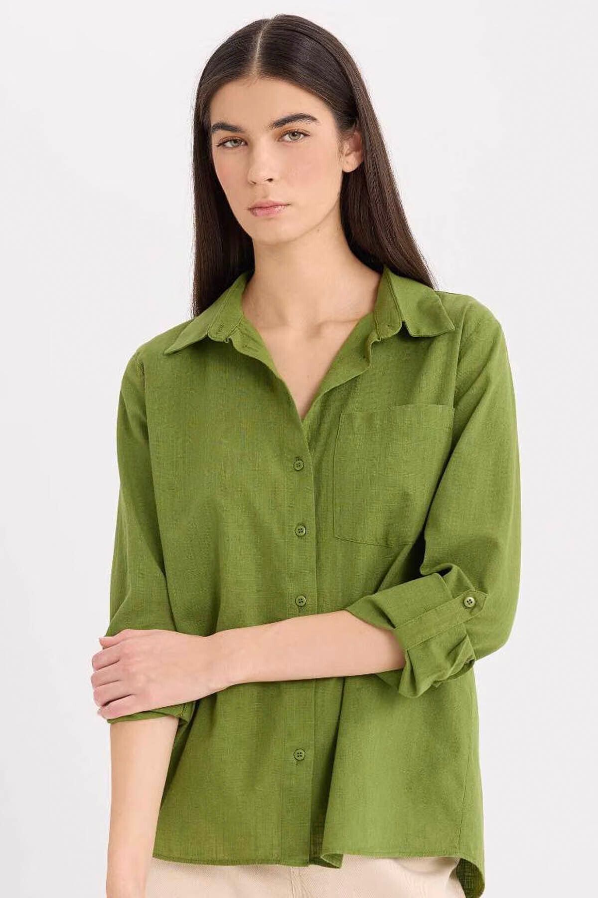 Defacto Regular Fit Basic Düz Cepli Uzun Kollu Gömlek W7734az25sp