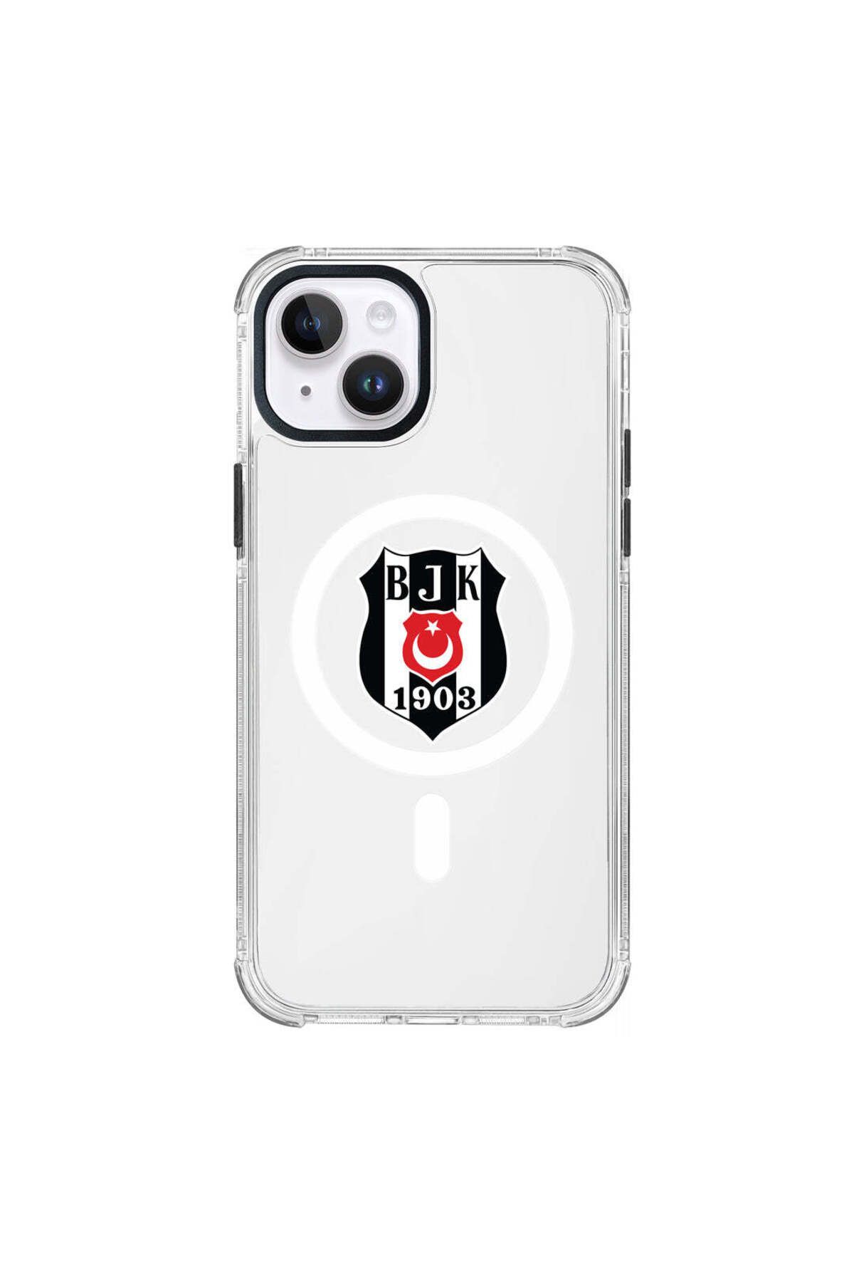 Beşiktaş iPhone 14 Uyumlu Beşiktaş Magsafe Logo Şeffaf Telefon Kılıfı