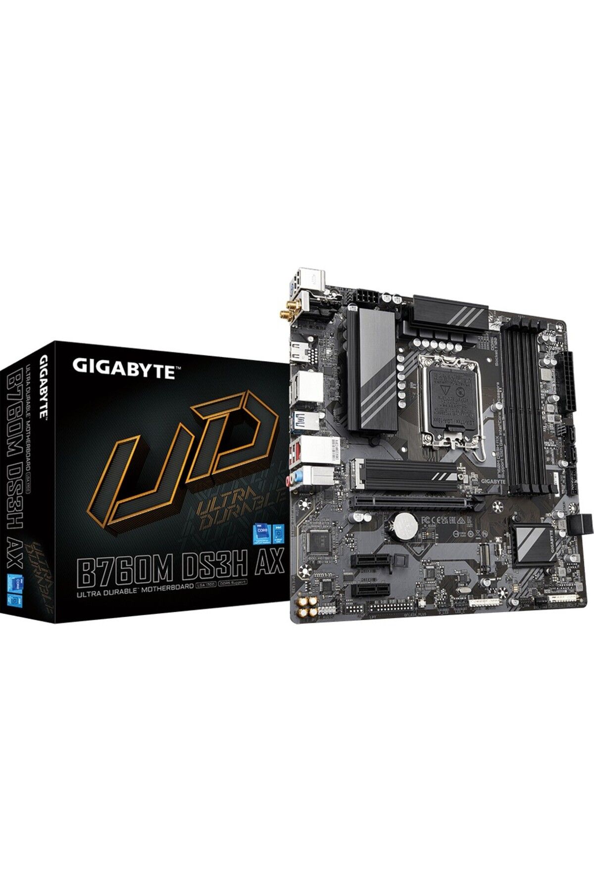 Gigabyte B760M DS3H AX DDR5 7600MHz (OC) M.2 HDMI DP 2.5GbE Lan WiFi 6E Micro ATX Soket 1700 Anakart
