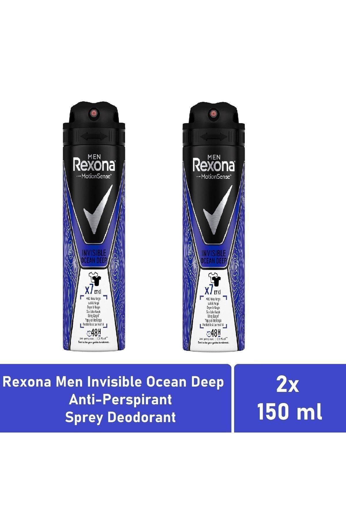 Rexona Men Deodorant Invisible Ocean Deep 150 Ml - 2'li  Paketi