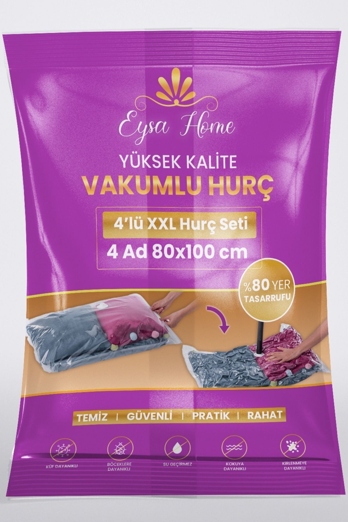EYSA HOME 4'lü XXL Vakumlu Poşet Seti (Vakumlu Hurç)