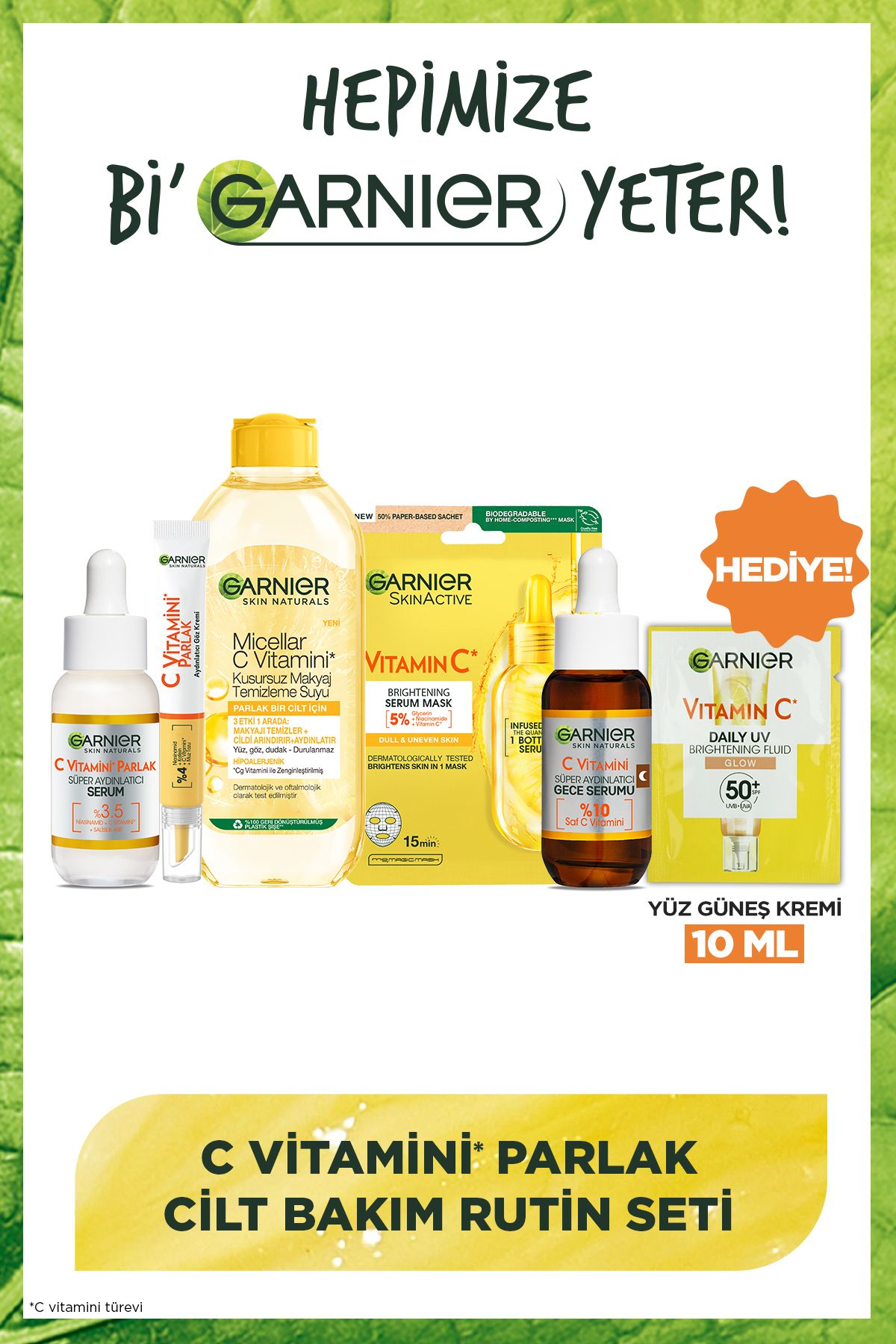 Garnier C Vitamin Gece & Gündüz Serum (Niasinamid + Salisilik Asit)  + C Vitamin Aydınlatıcı Krem