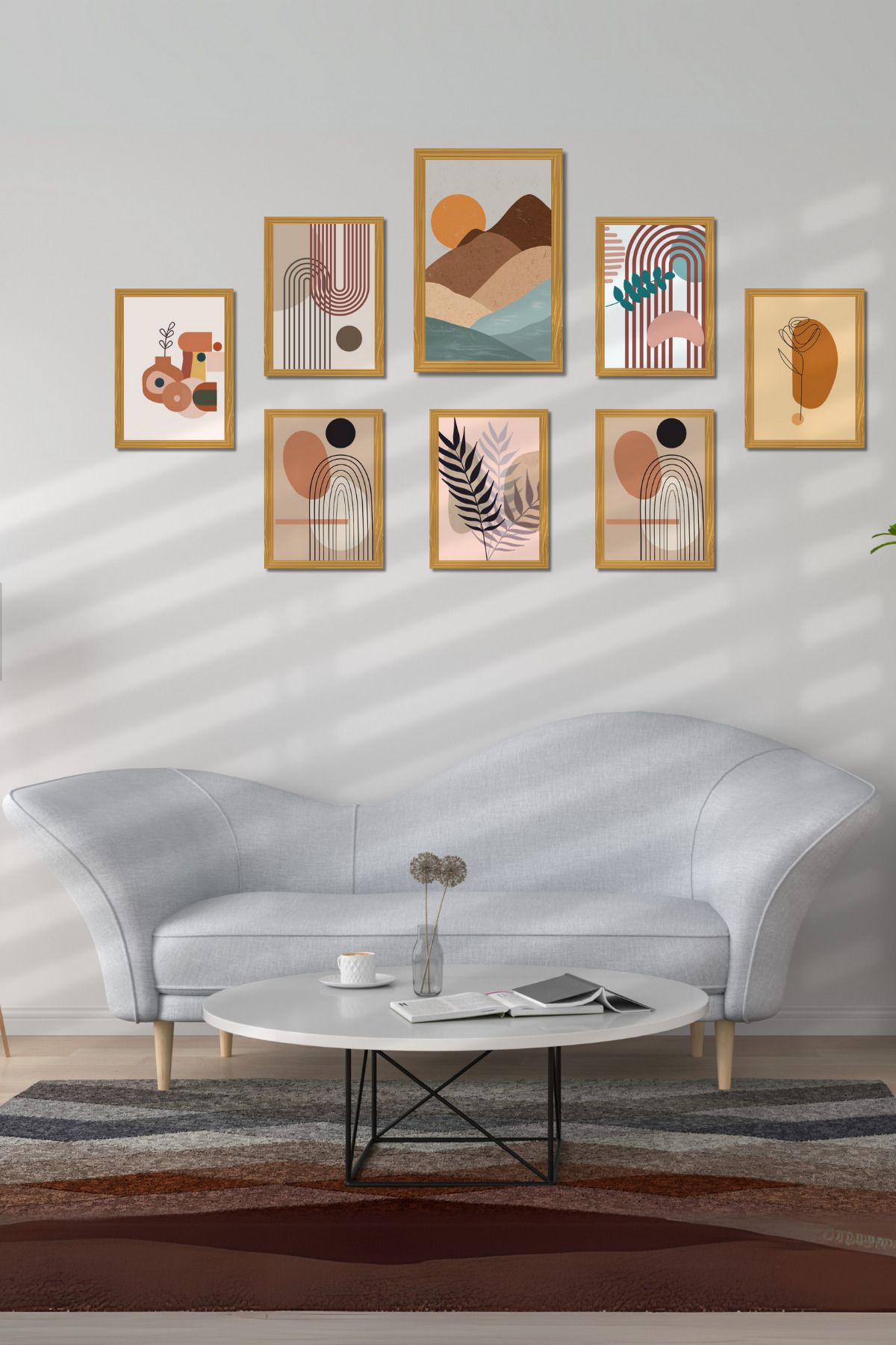 Nejjelo Bohem Çerçeve Desenli 8 li Set MDF Tablo