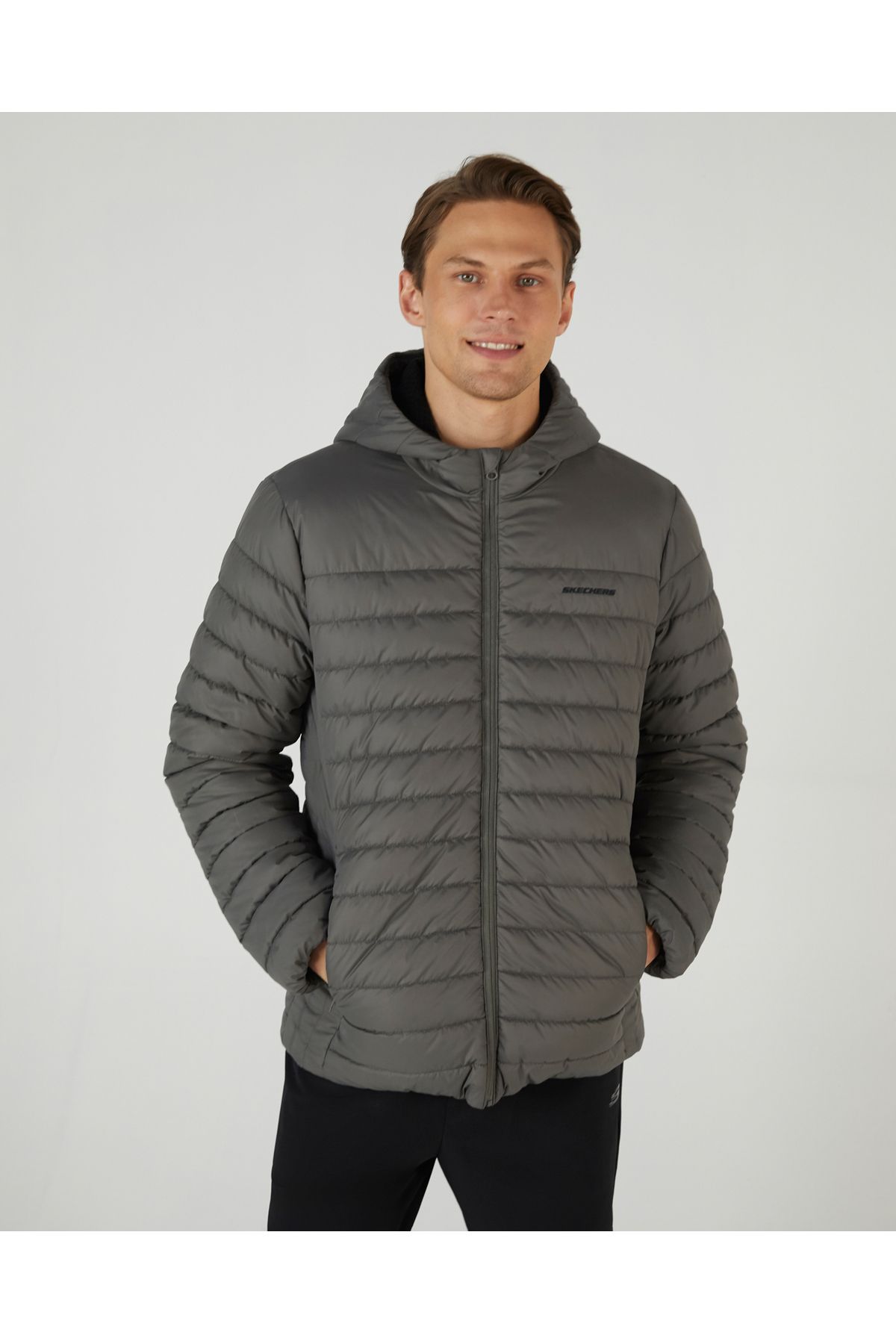 Skechers M Outerwear Polar Lining Padded Jacket Erkek Gri Mont S242095-003