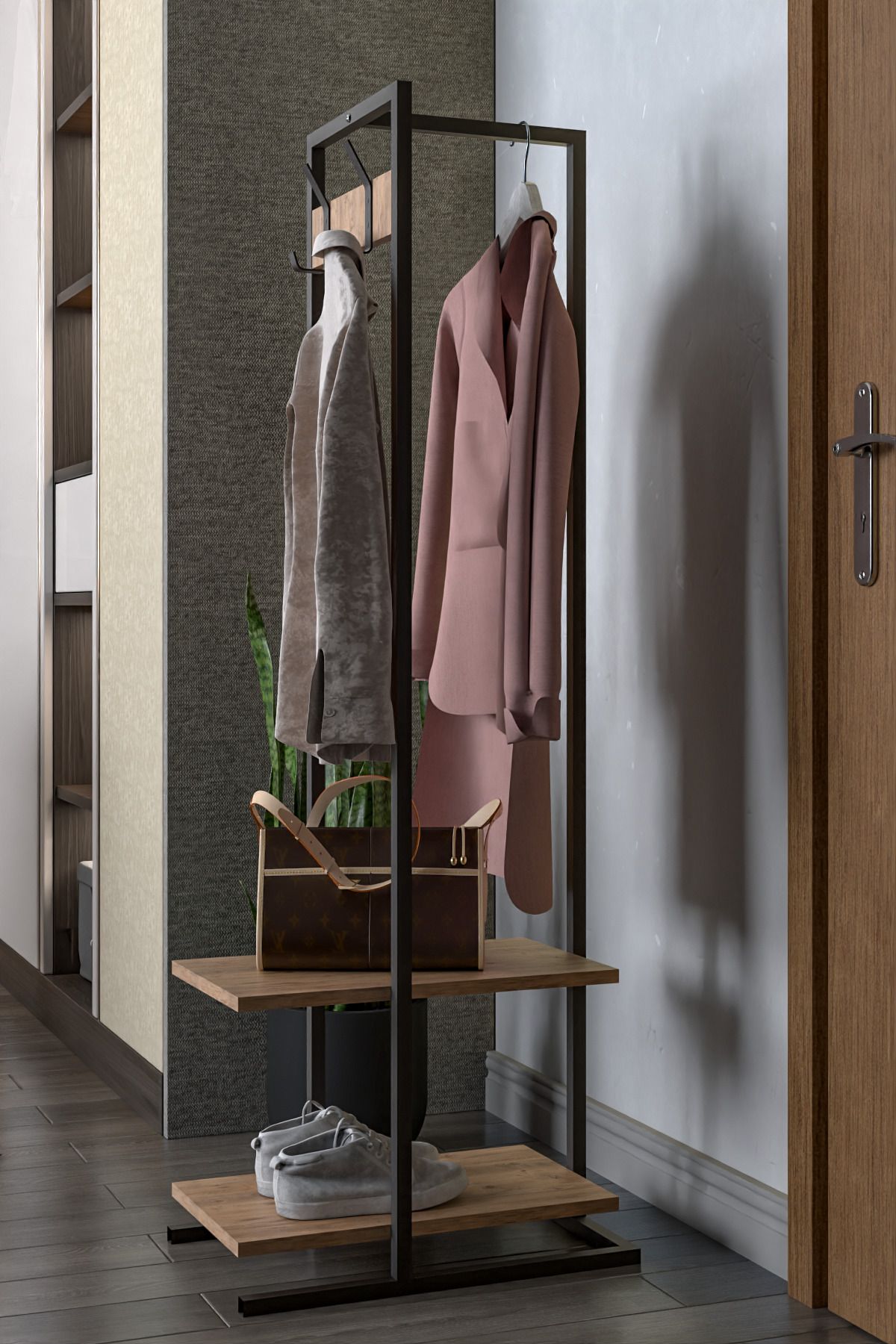Retodesign Raflı Elbise Askısı Minik Portmanto