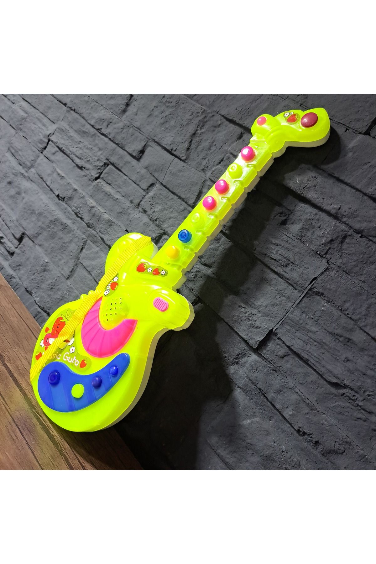 ALYTOYS Oyuncak GİTAR TÜRKÇE Melodi Gitar Pilli Eğlenceli ELEKTRONİK Enstürman MÜZİK ve 7 NOTA tuş 35X12 CM