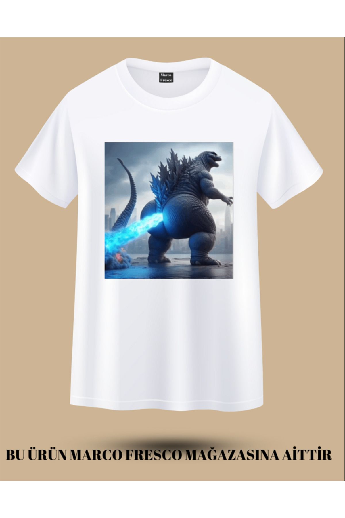 Marco Fresco Unisex Osuran Godzilla Baskılı Oversize T-Shirt
