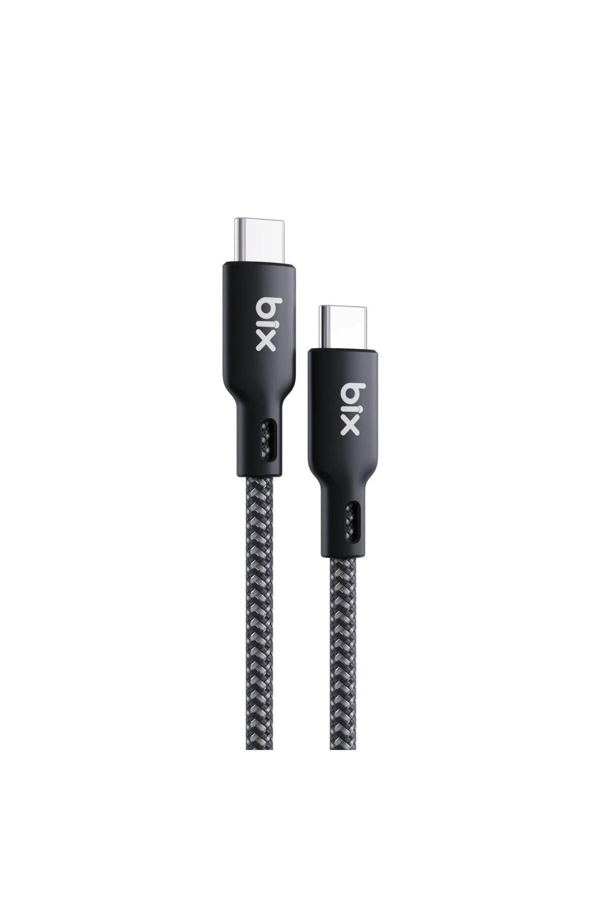 Bix Type-c To Type-c 240w 480mbps Usb-ıf Sertifikalı Hi-speed Örgülü Şarj Ve Data Kablosu 1.8 Metre