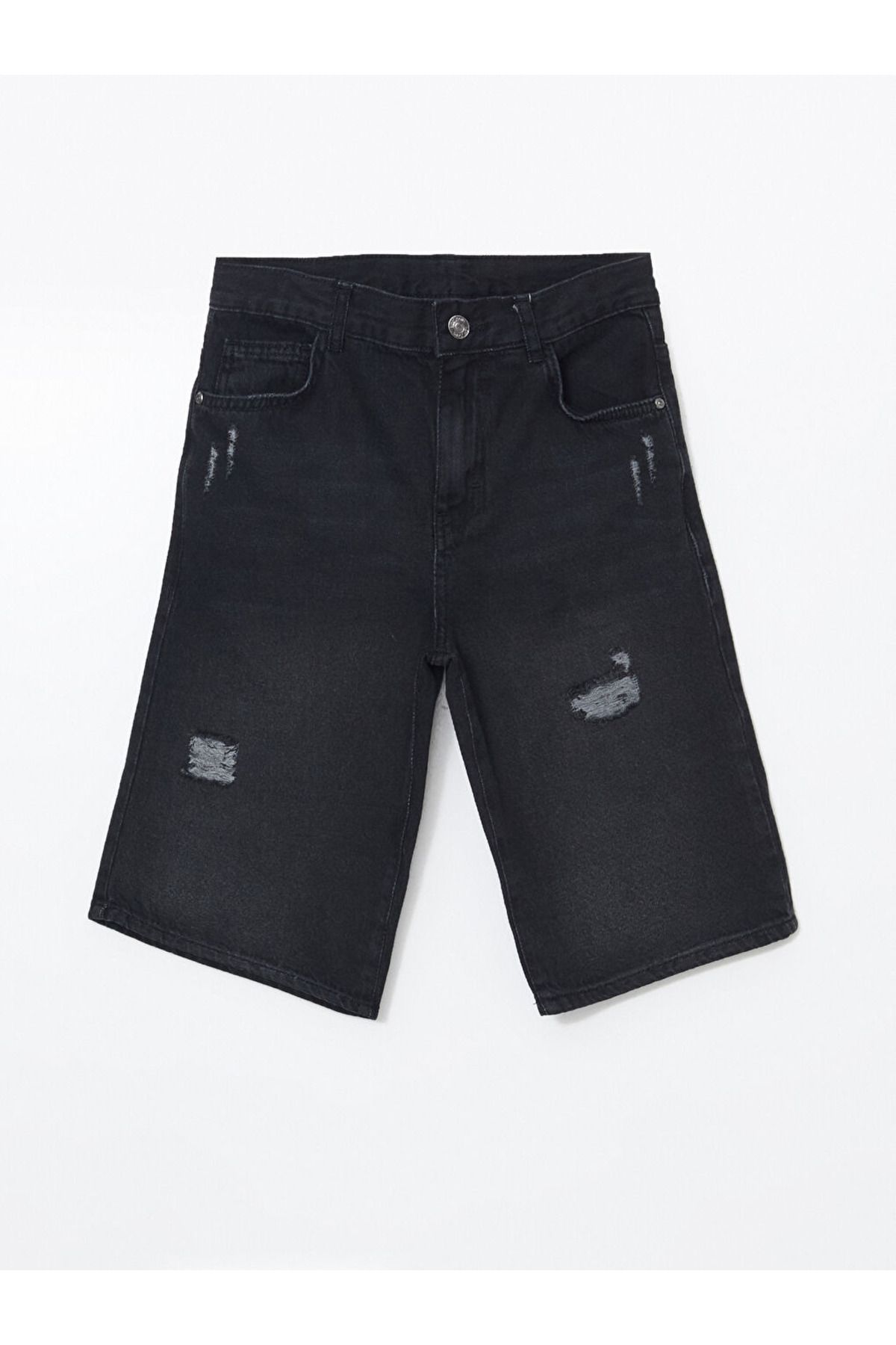 LC Waikiki Siyah Beli Ayarlanabilir Lastikli Erkek Çocuk Jean Şort