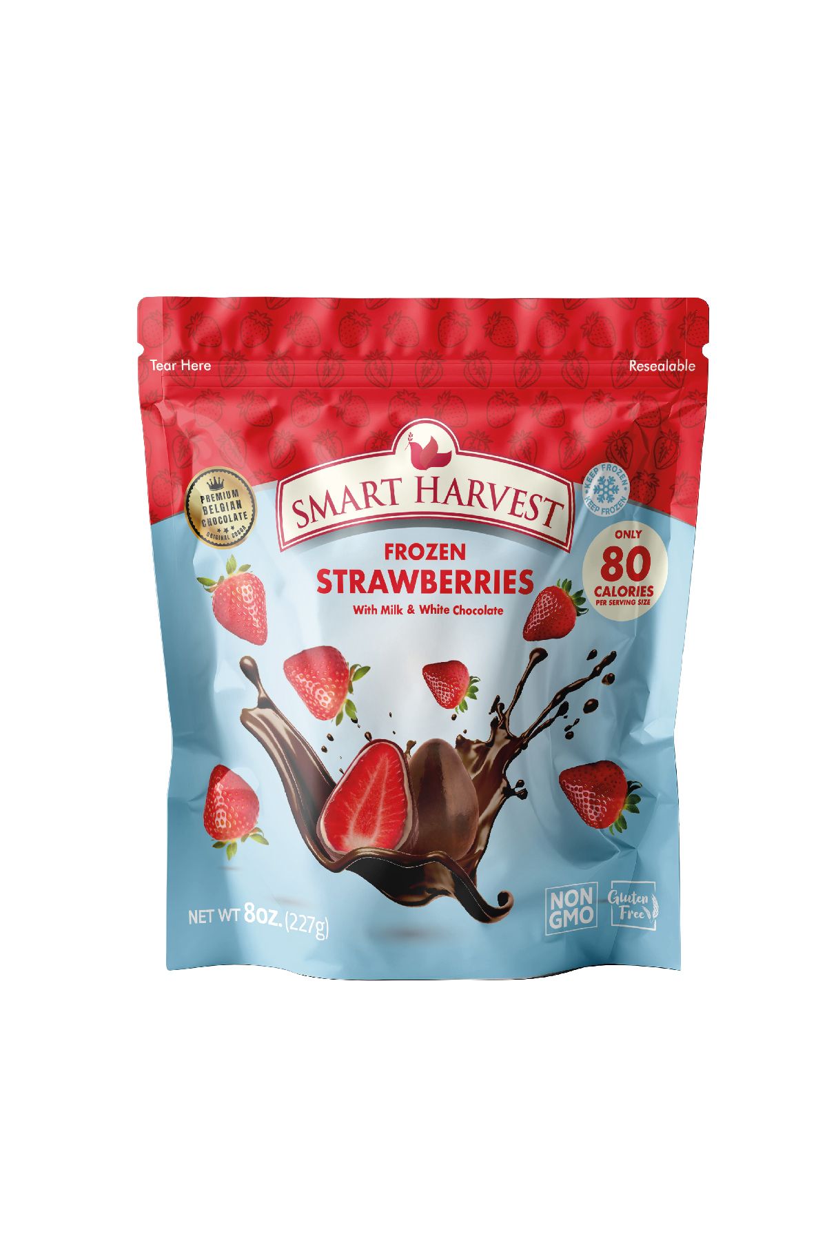 SMART HARVEST Dondurulmuş Sütlü Ve Beyaz Çikolata Kaplanmış Çilek 227gr