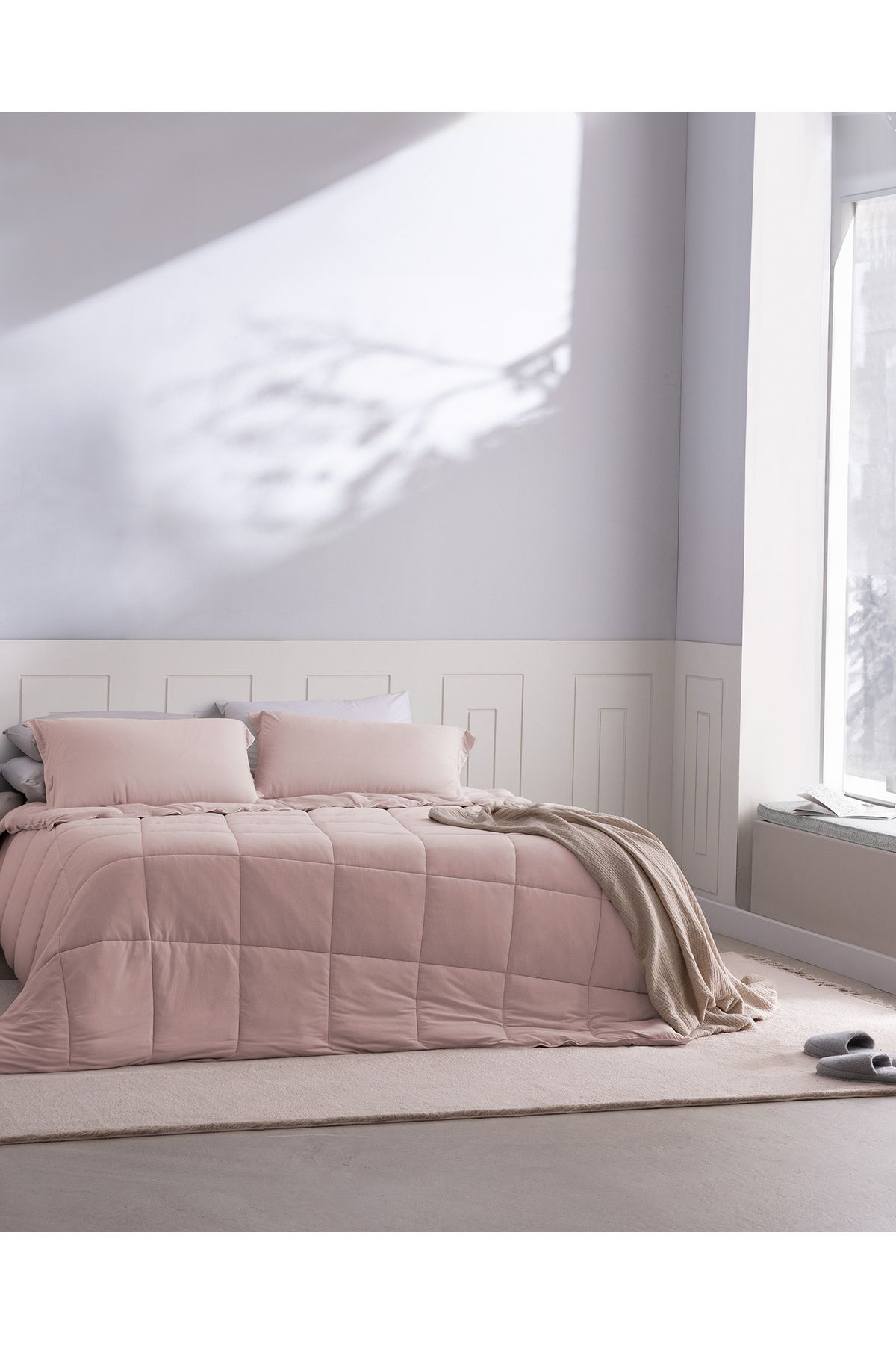 Madame Coco İlus Bambu Tek Kişilik Comforter Set - Pudra