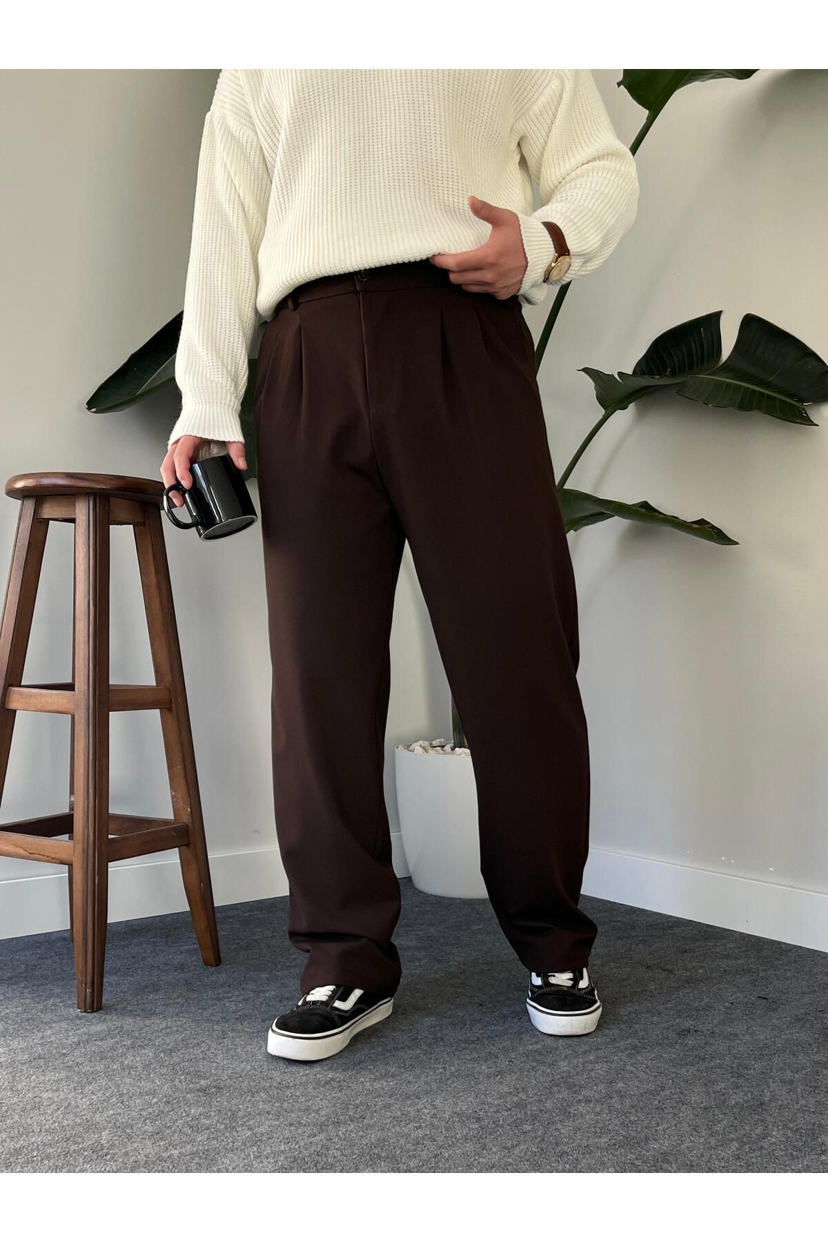 MerStore Salaş Mevsimlik Pileli Klasik Baggy Pantolon