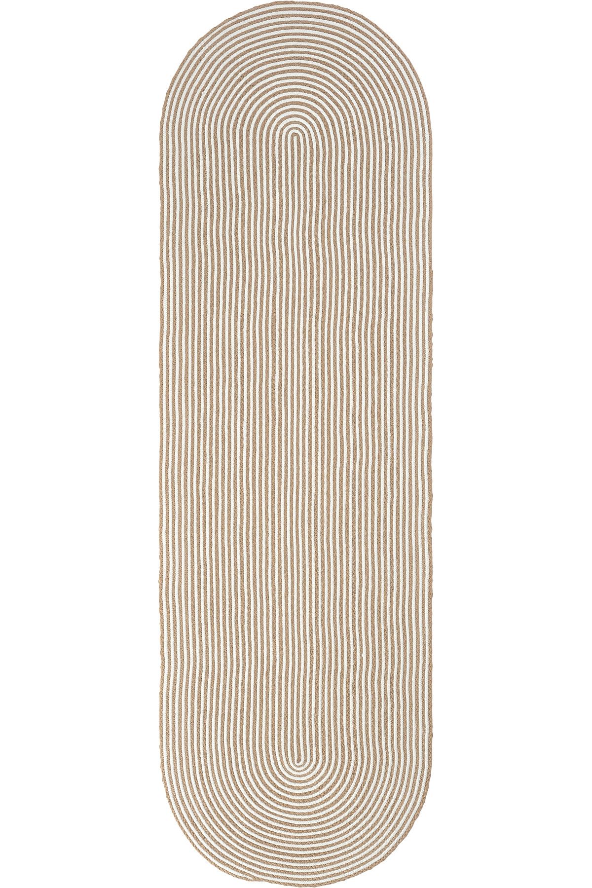 Cool Halı Luke 854 Beyaz Oval Yolluk Uzun Antre Hol Koridor Halısı Hasır Dokulu Dekoratif Jüt Banyo Paspası