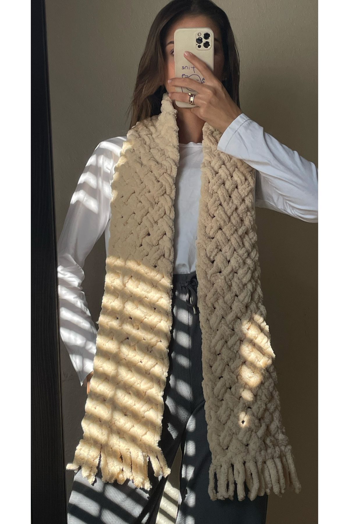 Alize Hasır Model El Örgüsü Puffy Atkı