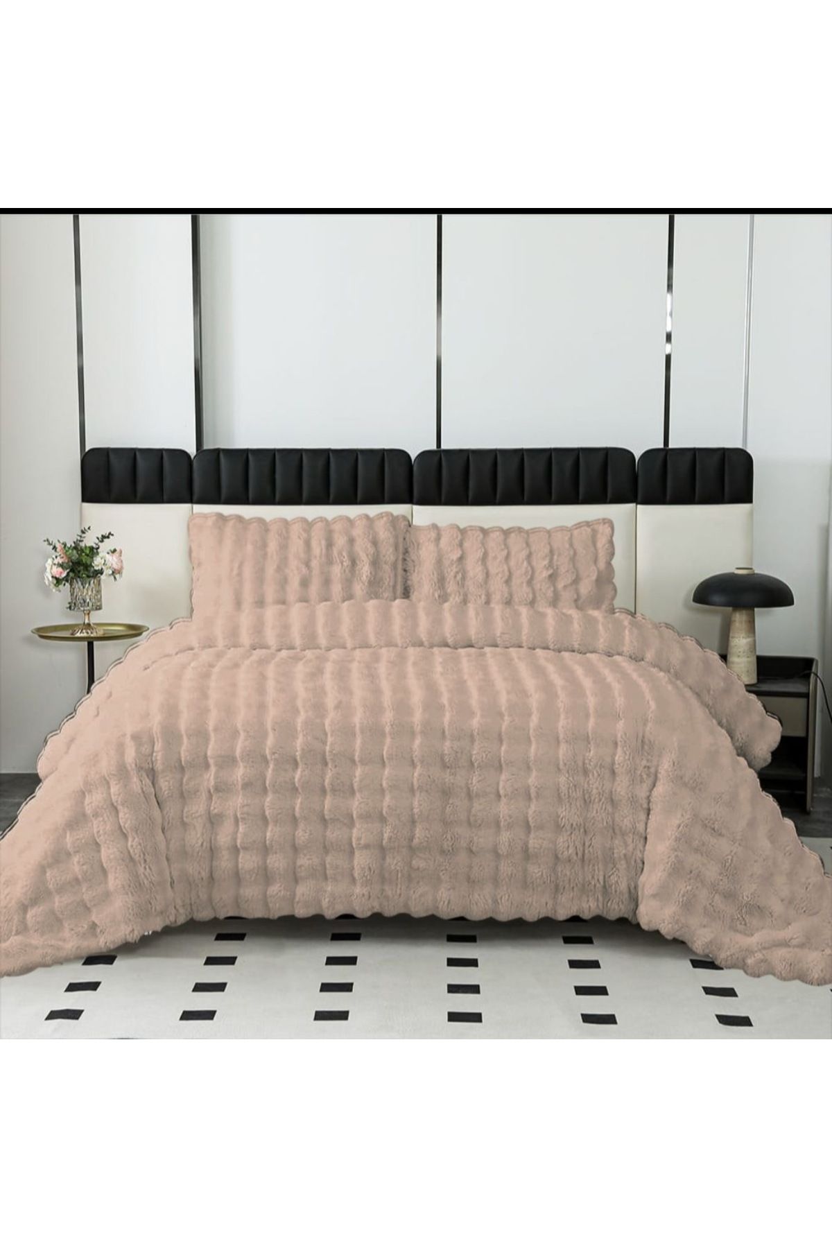 gülce home BUBBLE TAVŞAN TÜYÜ UYKU SETİ VE YATAK ÖRTÜSÜ