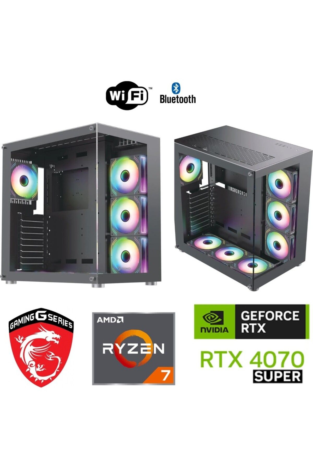 MSI 12GB Rtx 4070 Süper –Gaming Pc Ddr5 –Ryzen 7 7800X3D – 32GB Ddr5 Ram -1 TB M.2 SSD – Sıvı Sogutmalı