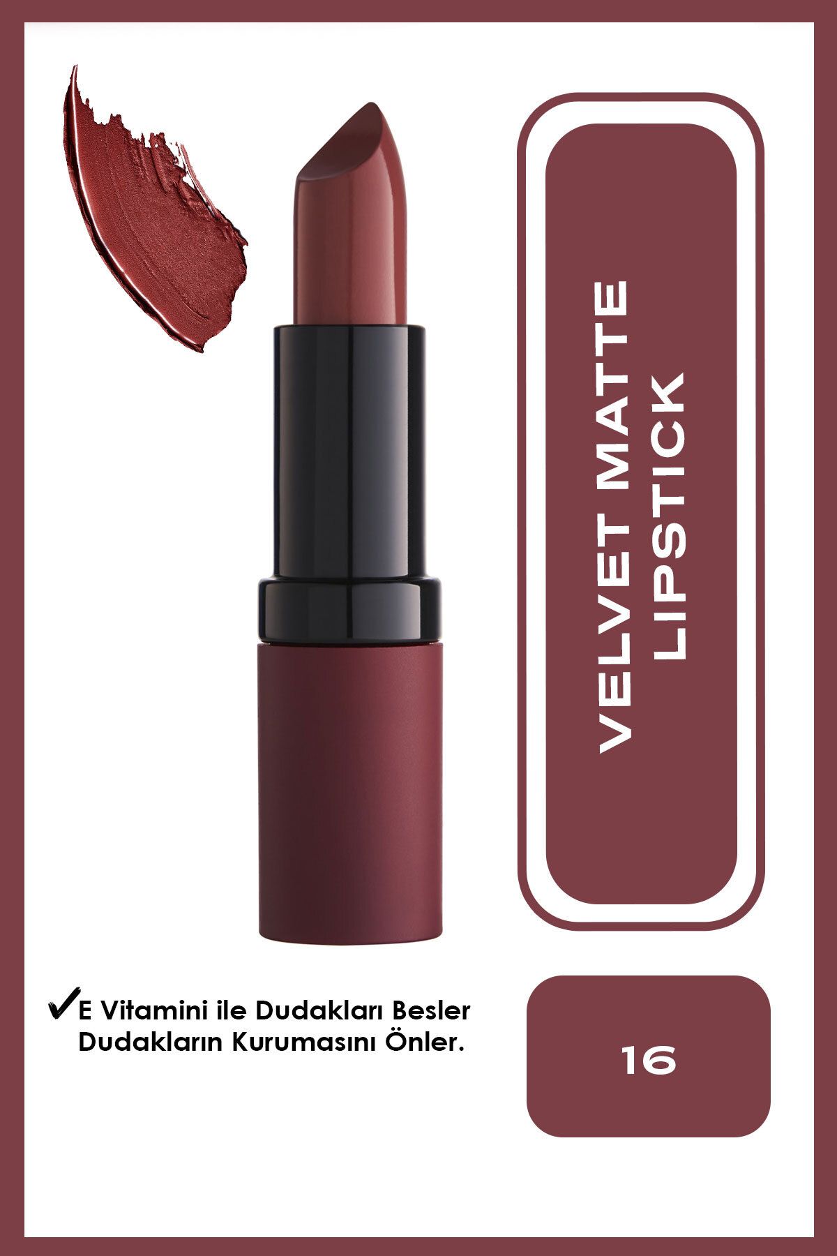 Golden Rose Velvet Matte Lipstick No: 16 Velvet - Mat Ruj - 8691190466169