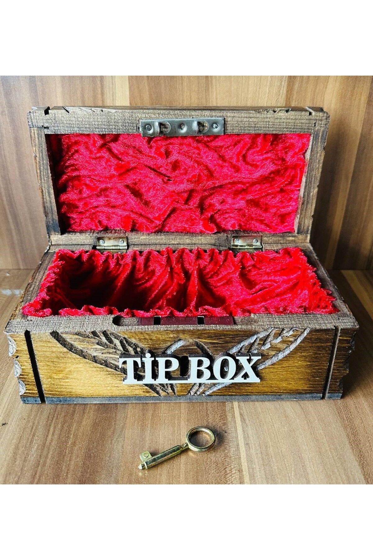 mykhediyevesanatatölyesi Tip Box Bahşiş Kutusu Ve Kumbara Sandık Tipi Tipbox Ceviz Ağacı Kilitli