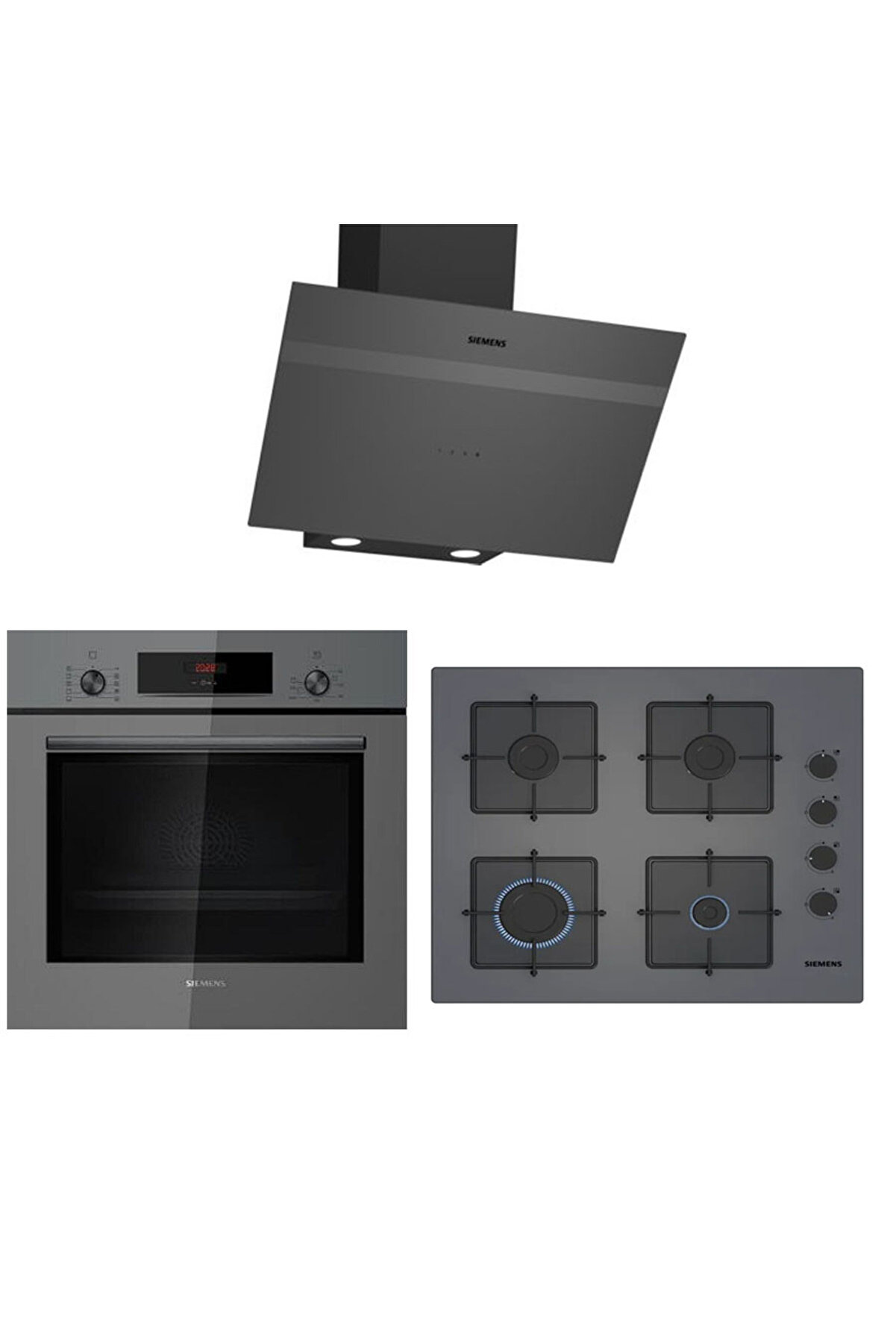 Yeni Ankastre Set HB012FBH1T Fırın EO6C8PP30O Yeni Ocak 60 cm ve LC64KPJ70T Davlumbazlı Set