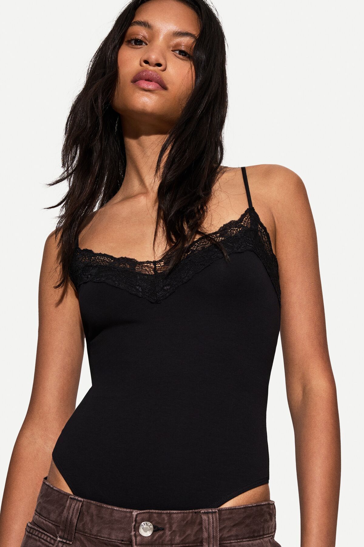 Bershka Askılı ve dantelli body